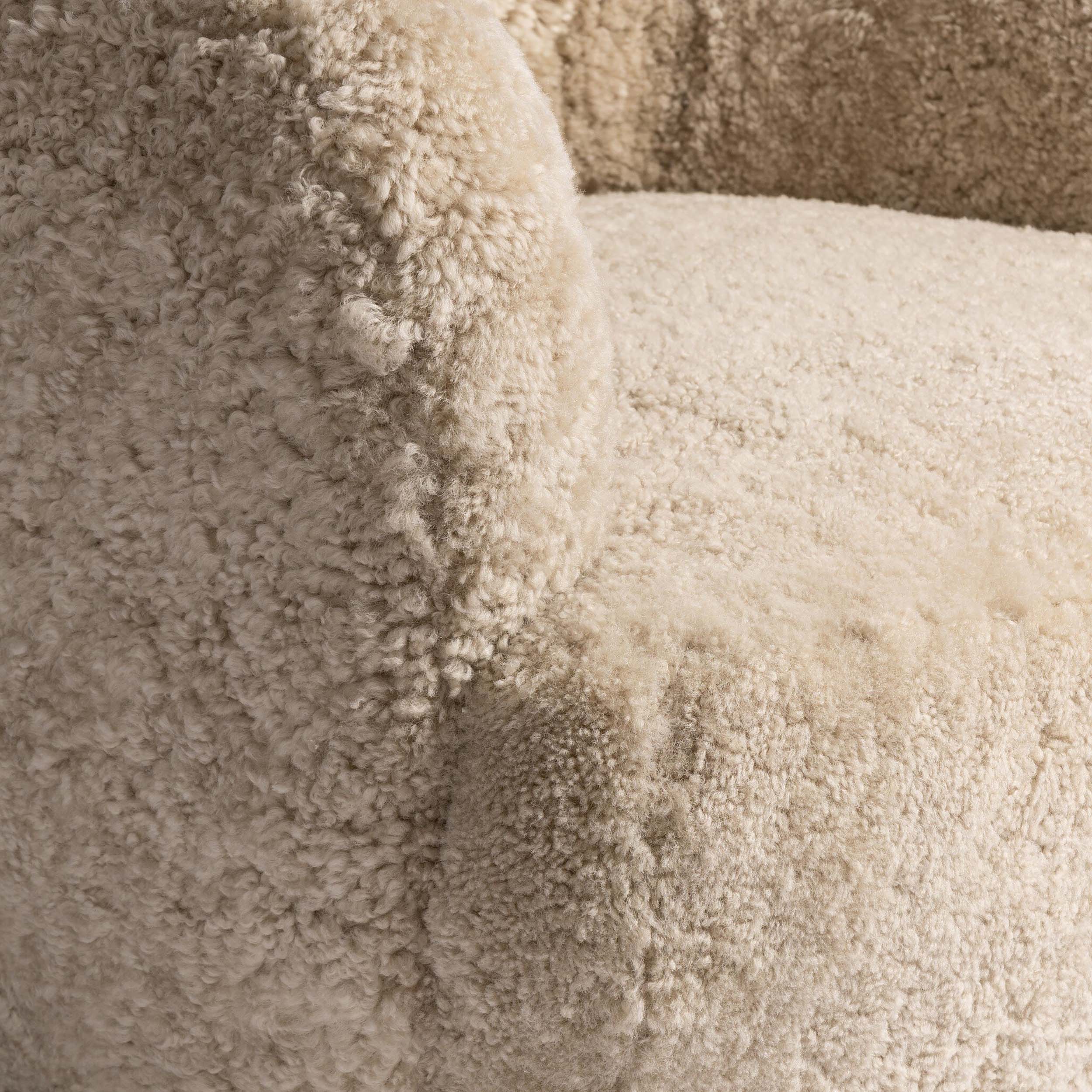 Julius Swivel Chair, Beige Shearling
