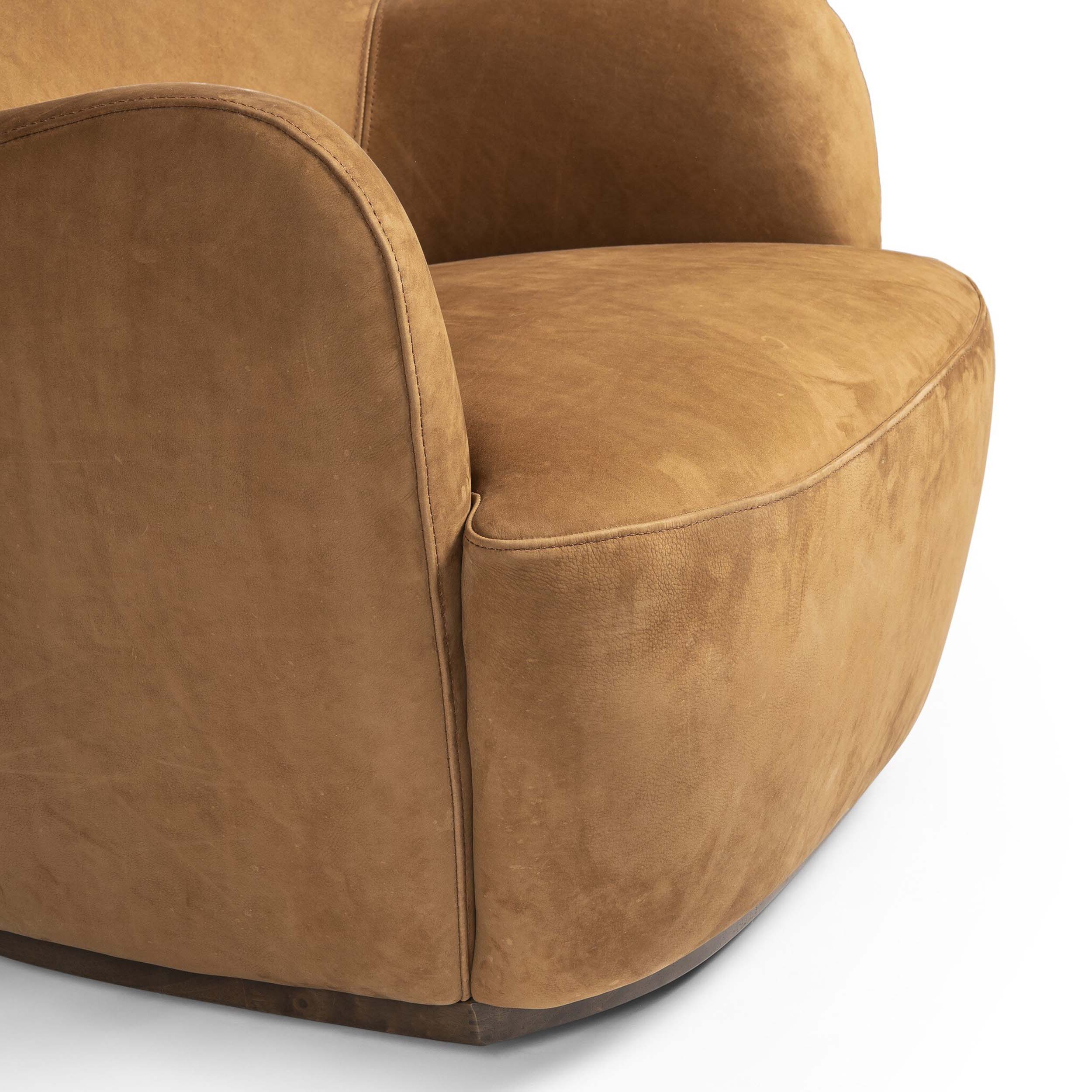 Julius Swivel Chair, Nubuck Cognac