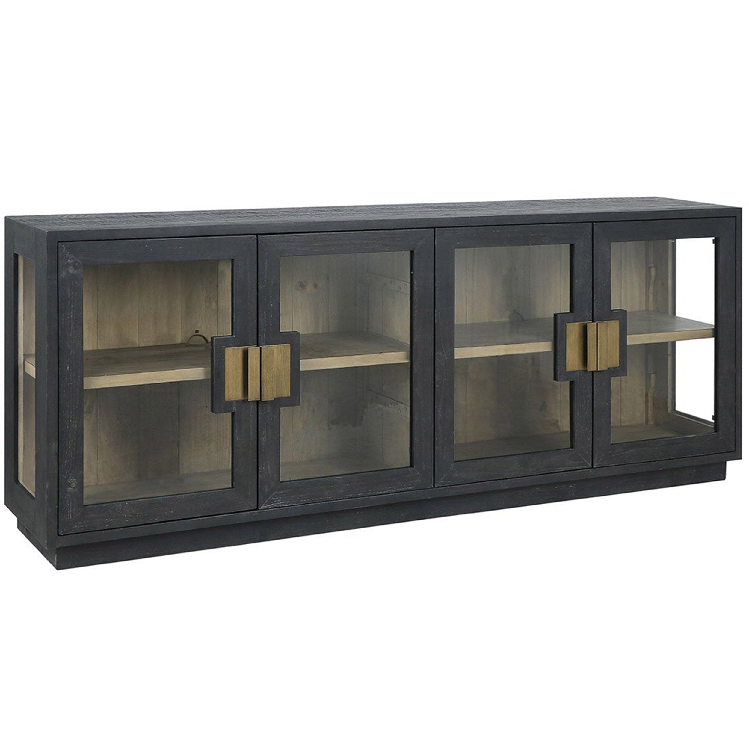 Larson Solid Wood 4Dr Cabinet, Carbon Black
