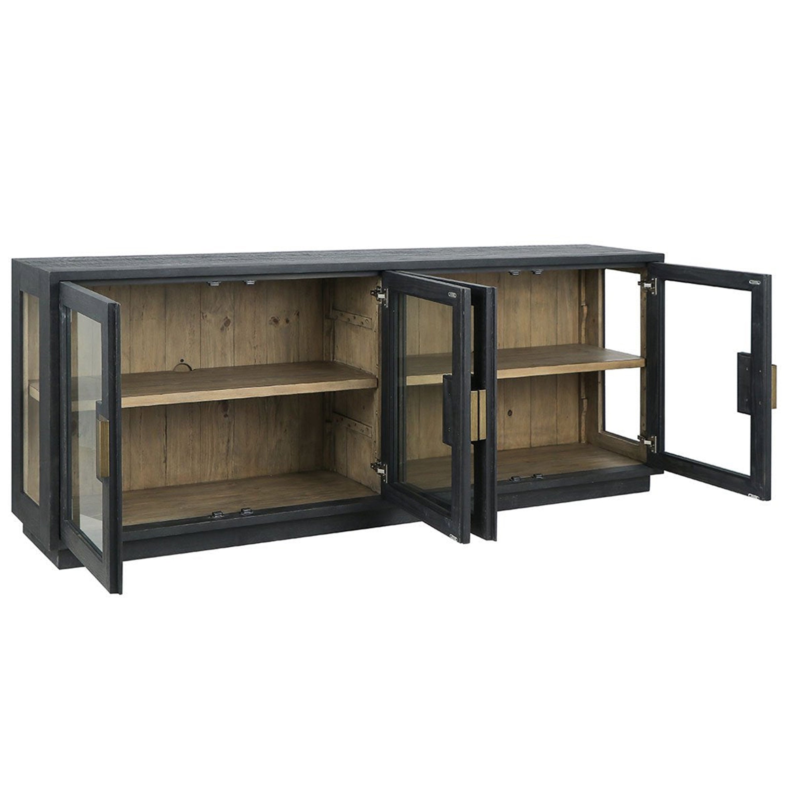 Larson Solid Wood 4Dr Cabinet, Carbon Black