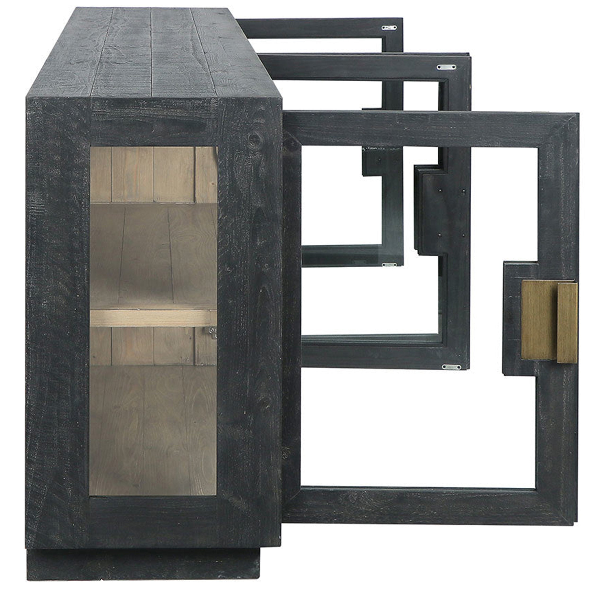 Larson Solid Wood 4Dr Cabinet, Carbon Black