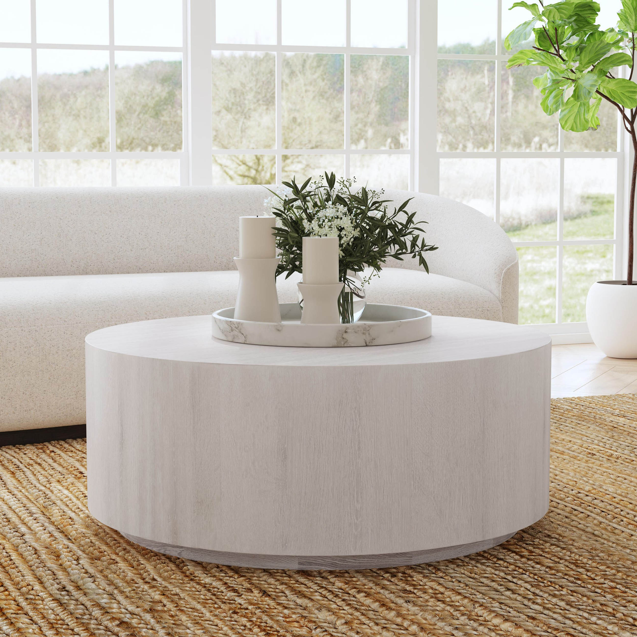 Layne Coffee Table with Casters, Milky White