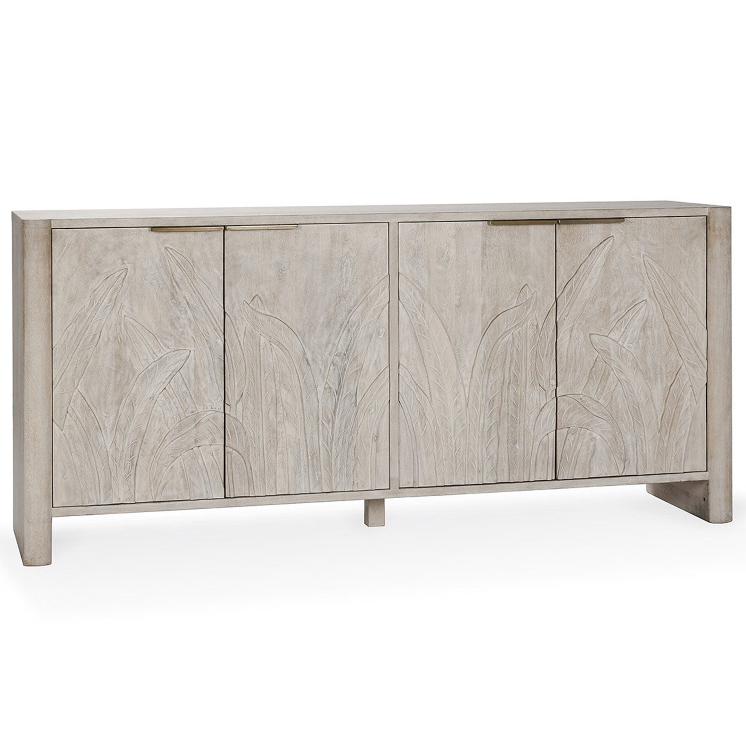 Ledro Solid Wood 4Dr Cabinet, Cream