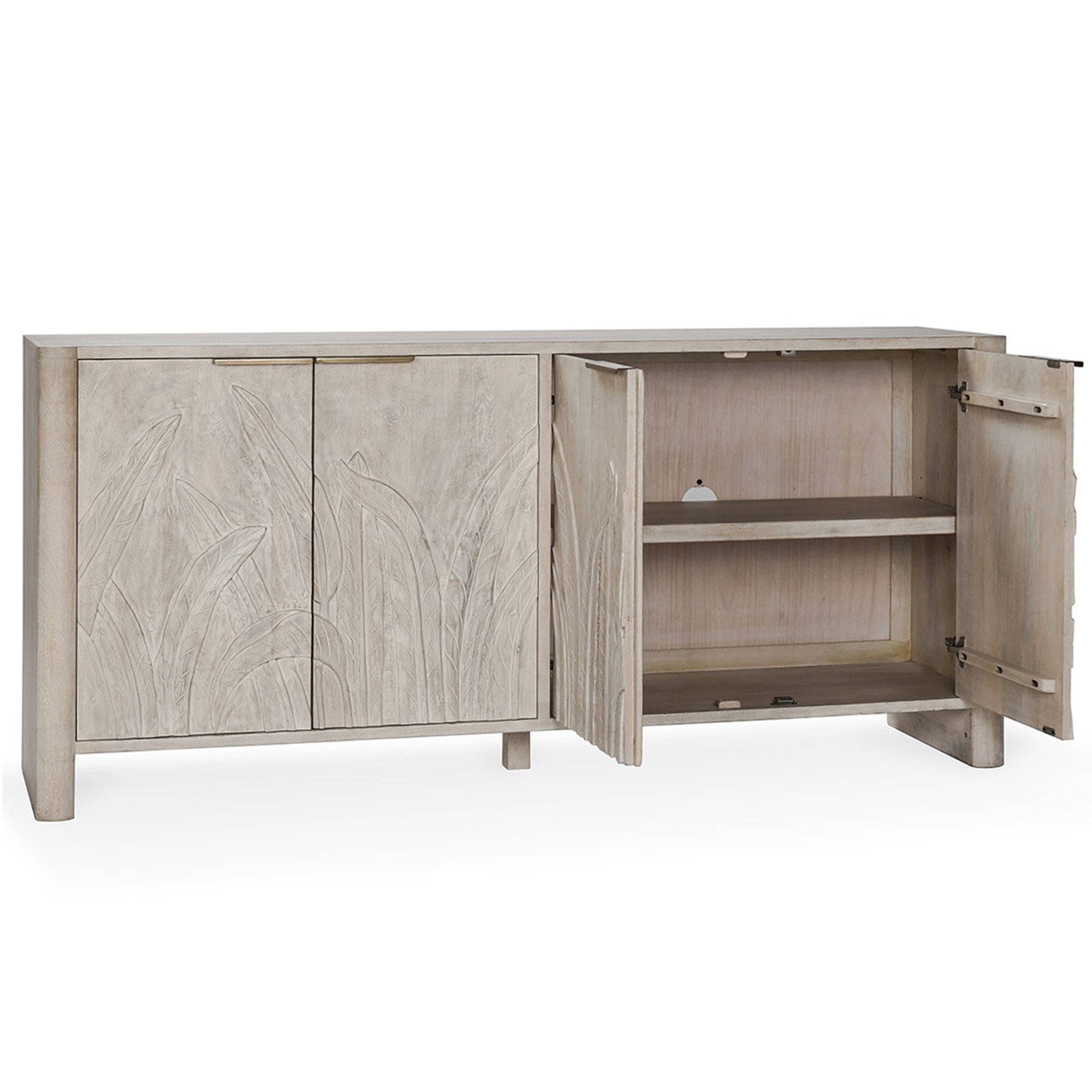 Ledro Solid Wood 4Dr Cabinet, Cream