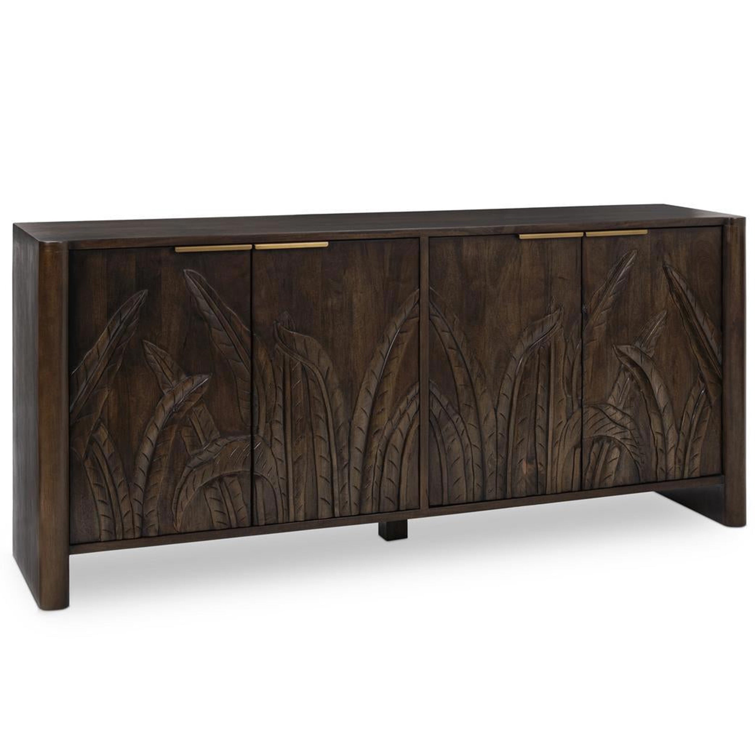 Ledro Solid Wood 4Dr Cabinet, Dark Brown