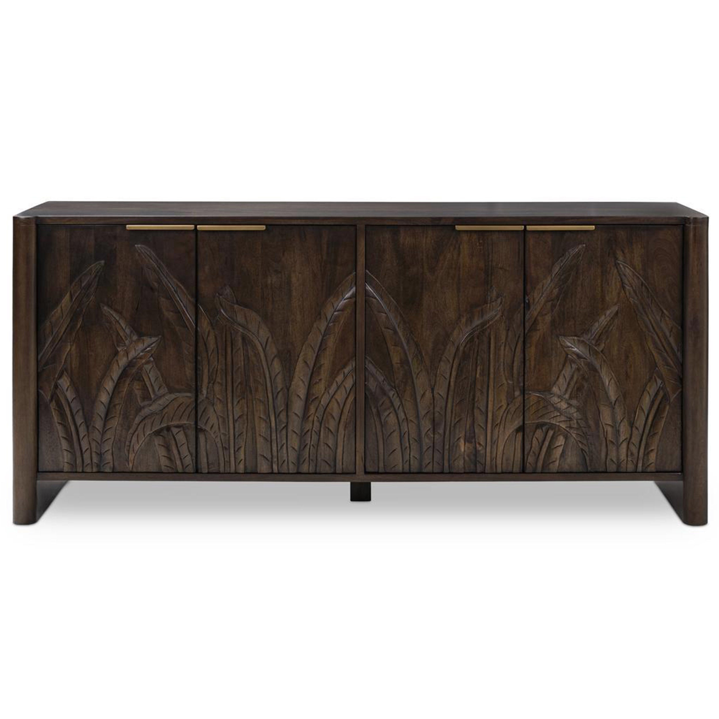 Ledro Solid Wood 4Dr Cabinet, Dark Brown