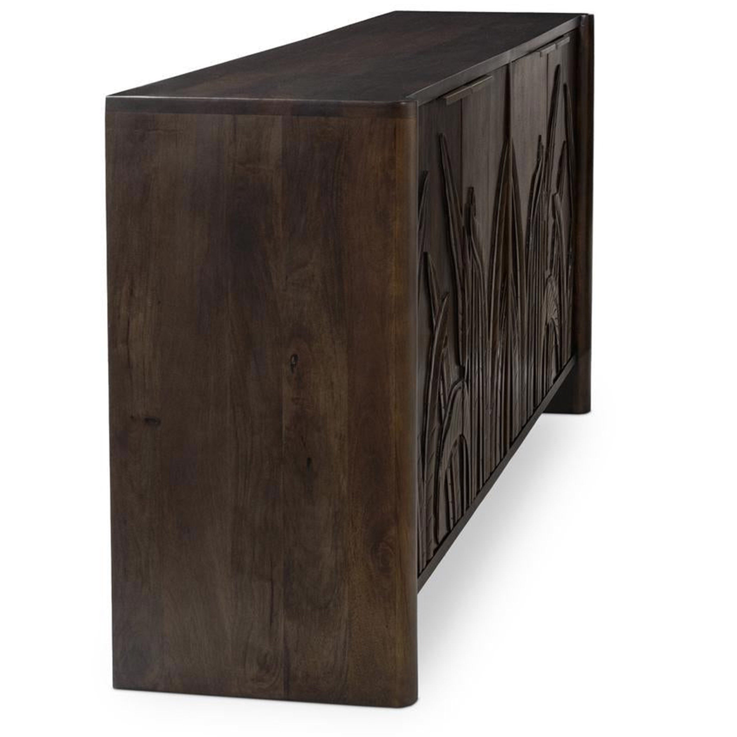 Ledro Solid Wood 4Dr Cabinet, Dark Brown