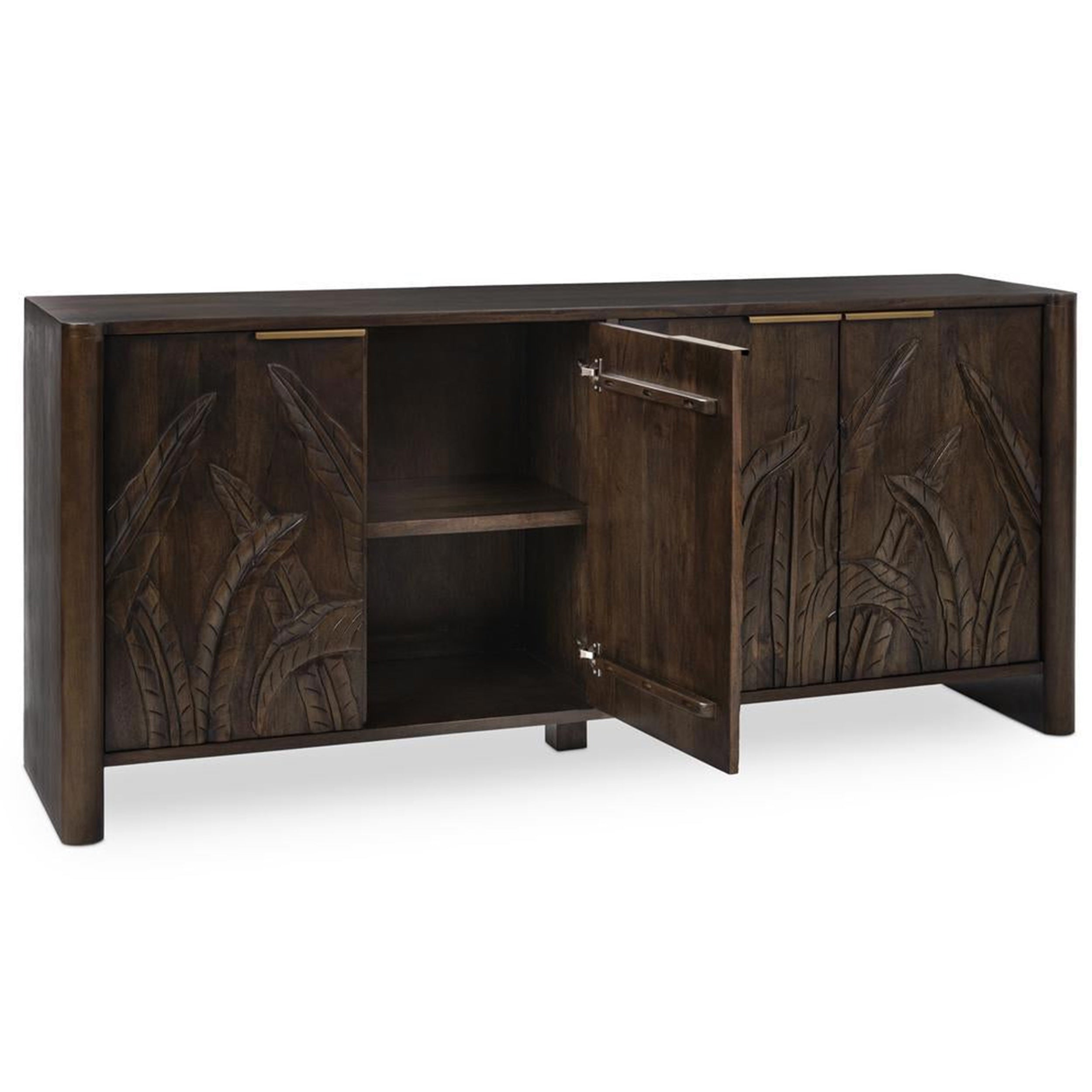 Ledro Solid Wood 4Dr Cabinet, Dark Brown