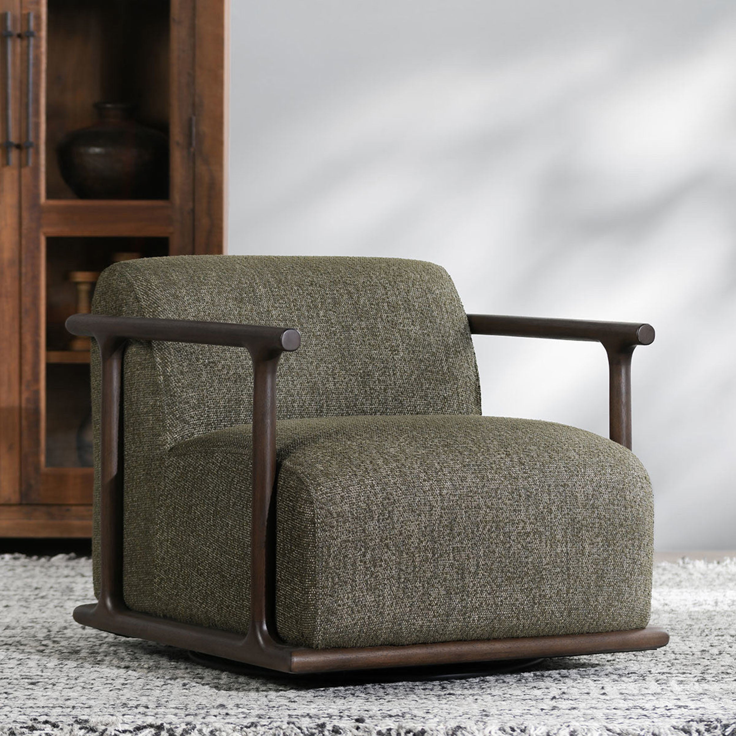 Lucia Swivel Chair, Kale Green