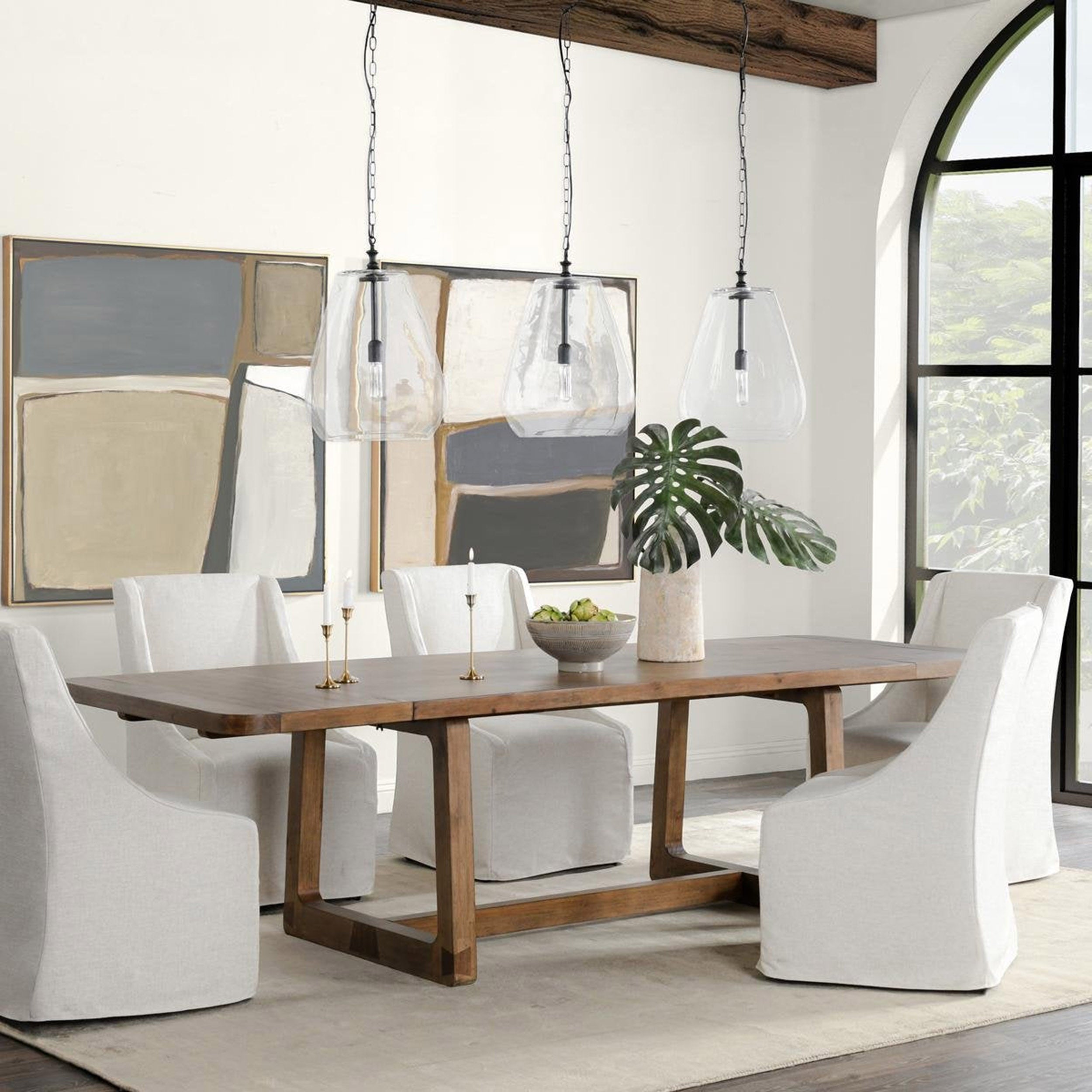 Lyra Pine Extension Dining Table, Smoked Brown