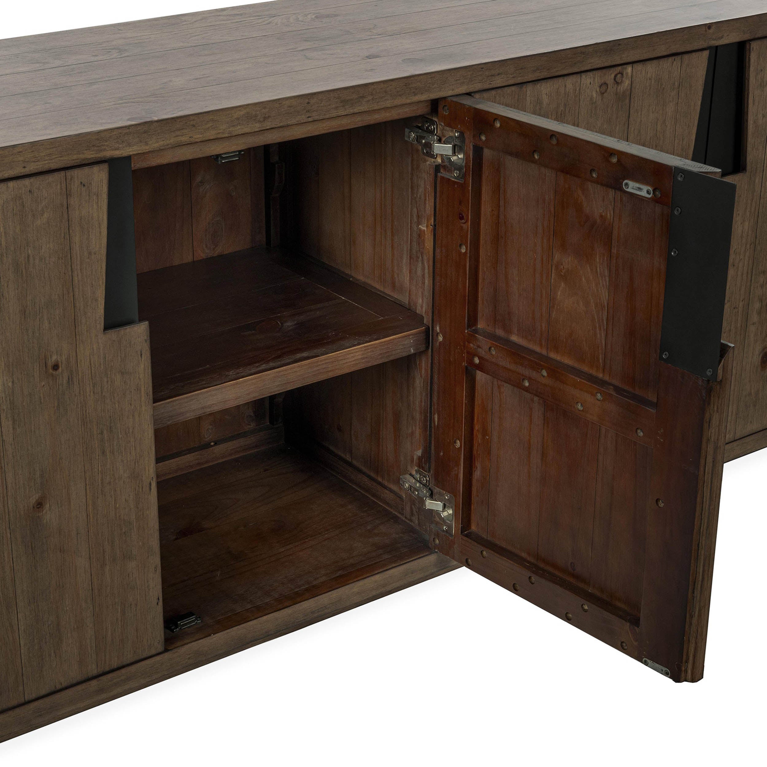 Lyra Solid Wood Buffet, Smoke Brown