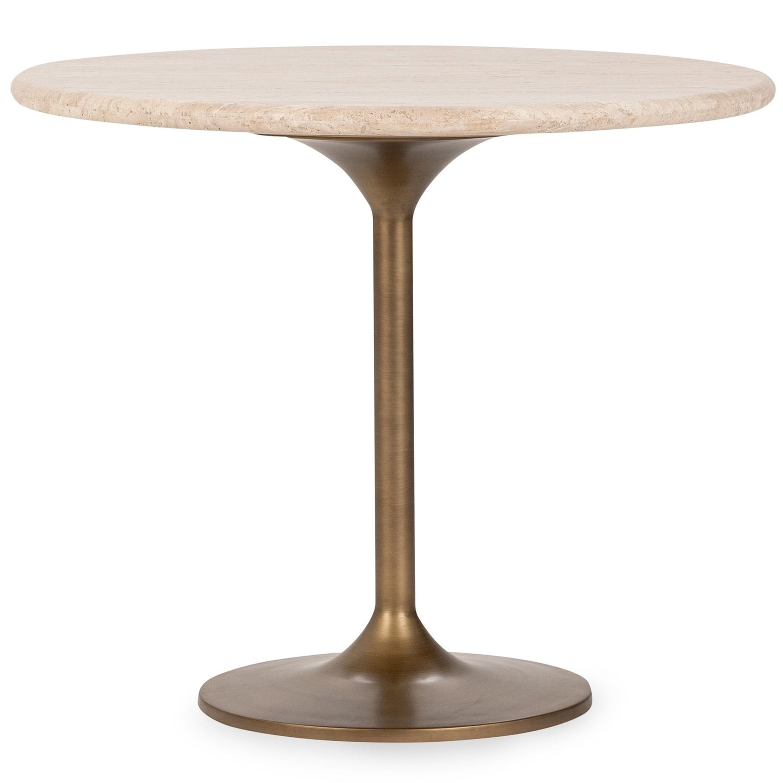 Malani Travertine Round Dining Table, Tan