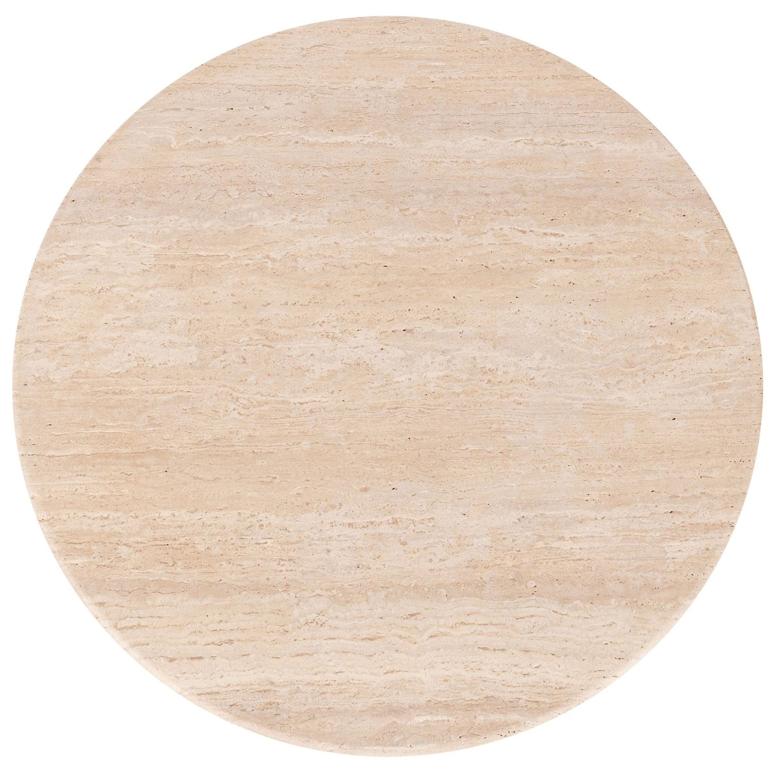 Malani Travertine Round Dining Table, Tan