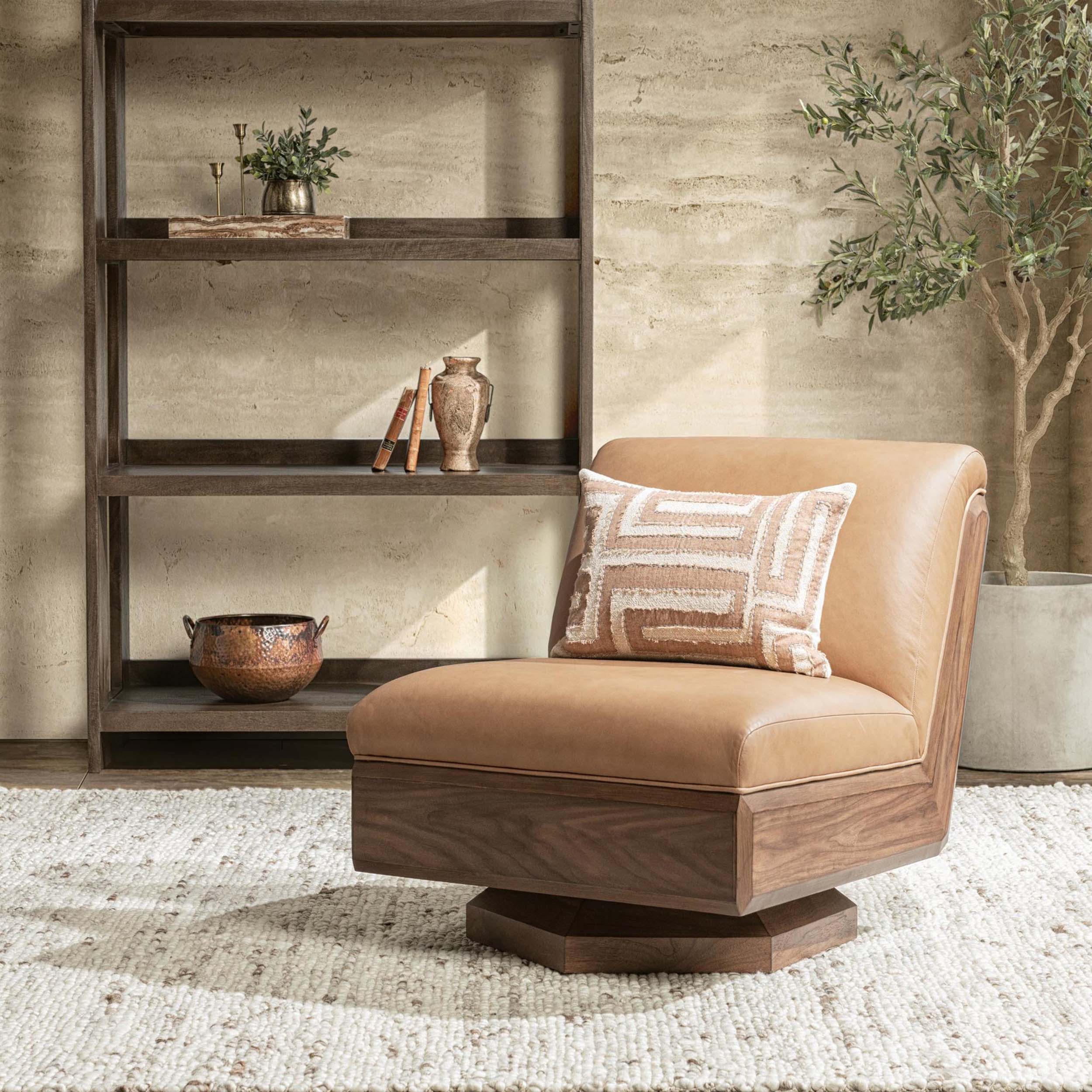 Myla Swivel Accent Chair, Tan