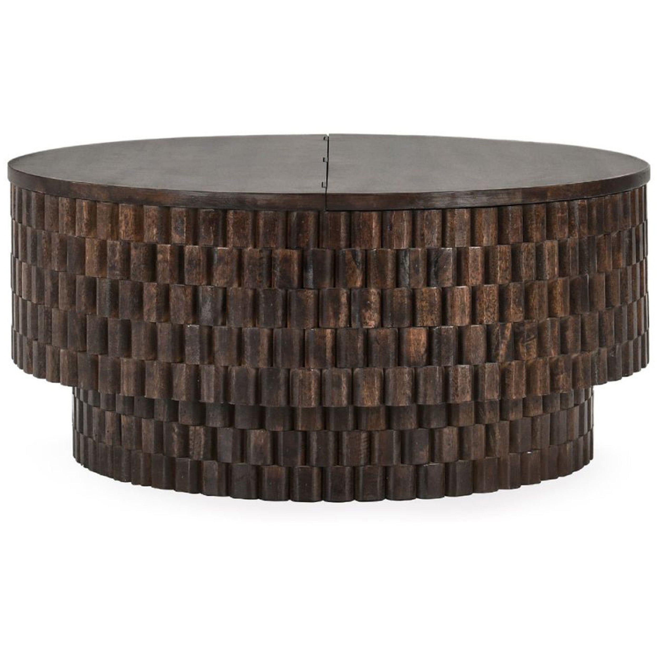 Norwood Solid Wood Round Table, Bark Brown