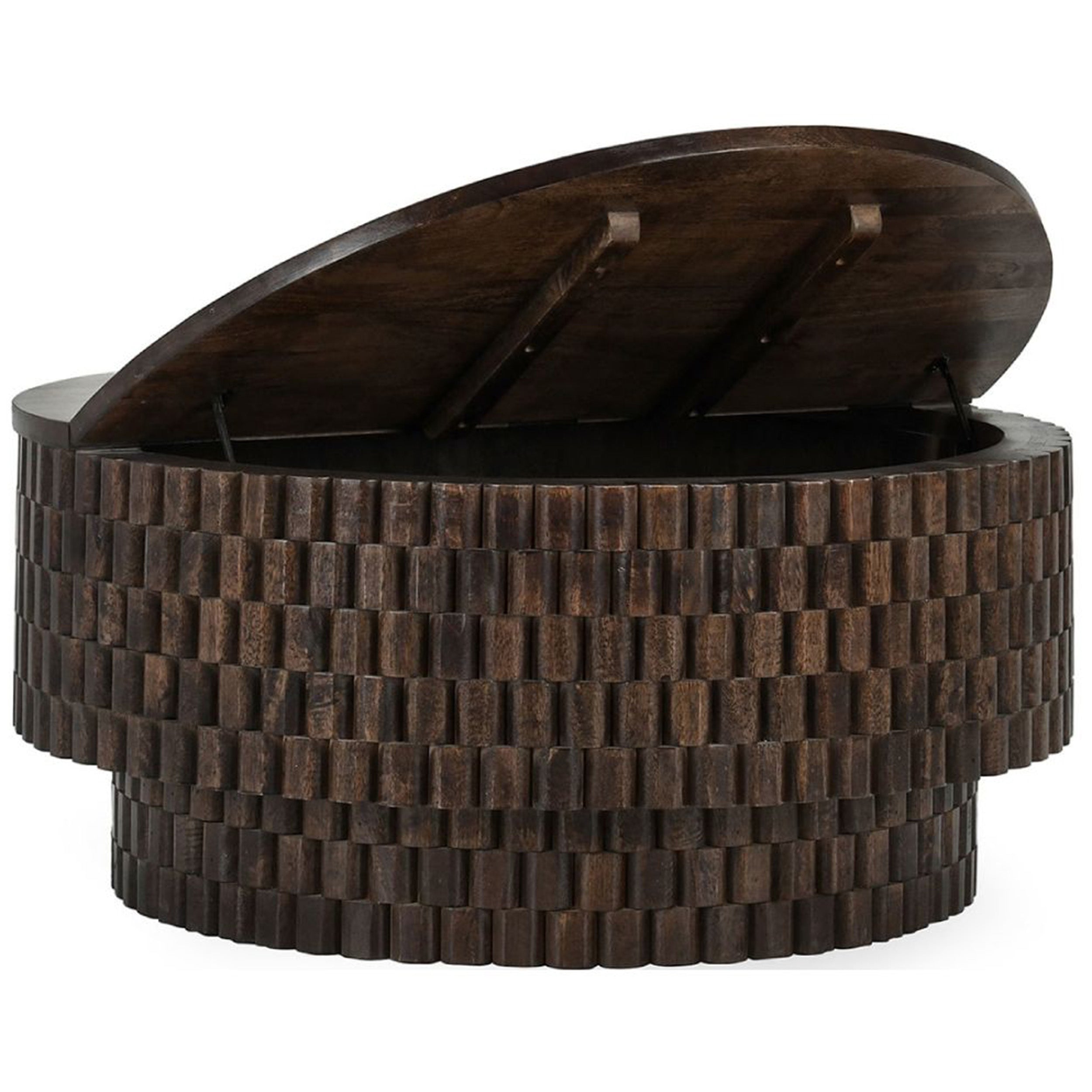 Norwood Solid Wood Round Table, Bark Brown