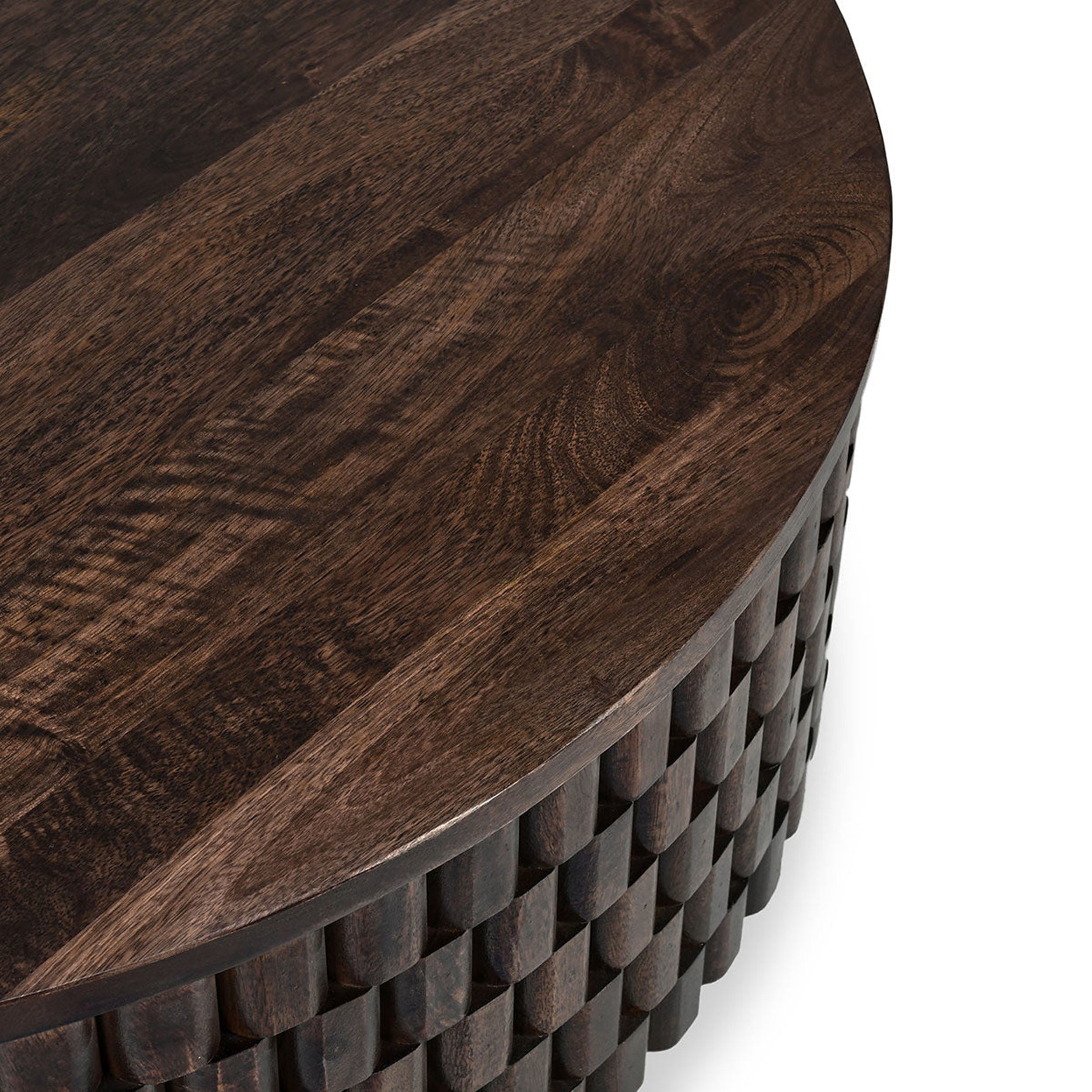 Norwood Solid Wood Round Table, Bark Brown