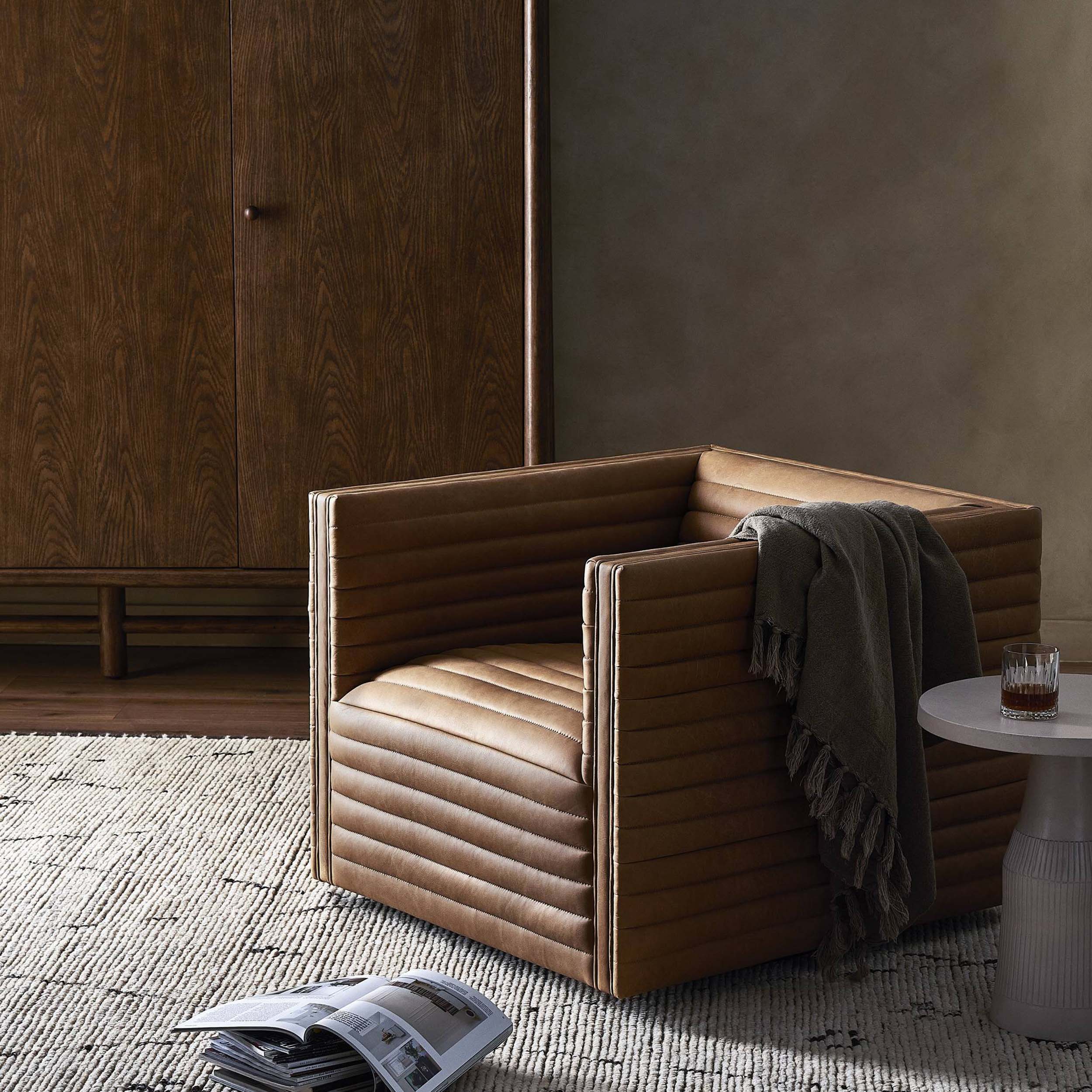 Padma Swivel Chair, Eucapel Cognac