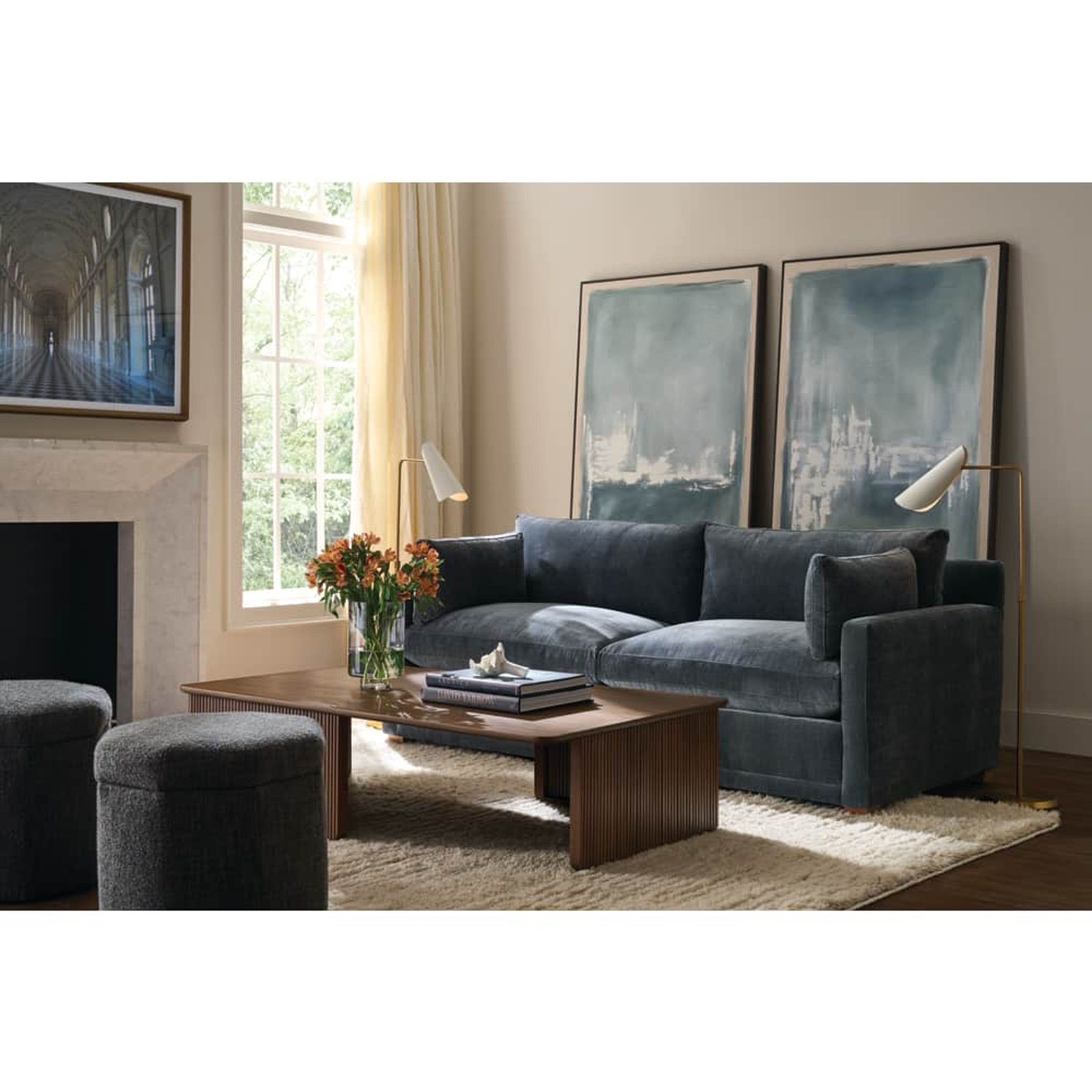 Quick Ship Sylvie 88" Sofa, Blue