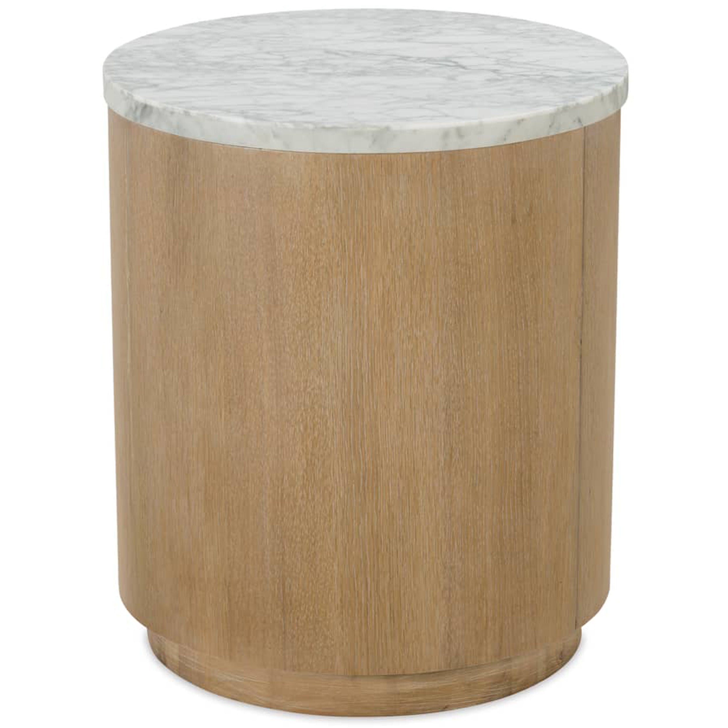 Delray Round End Table, Carrara/Brindle