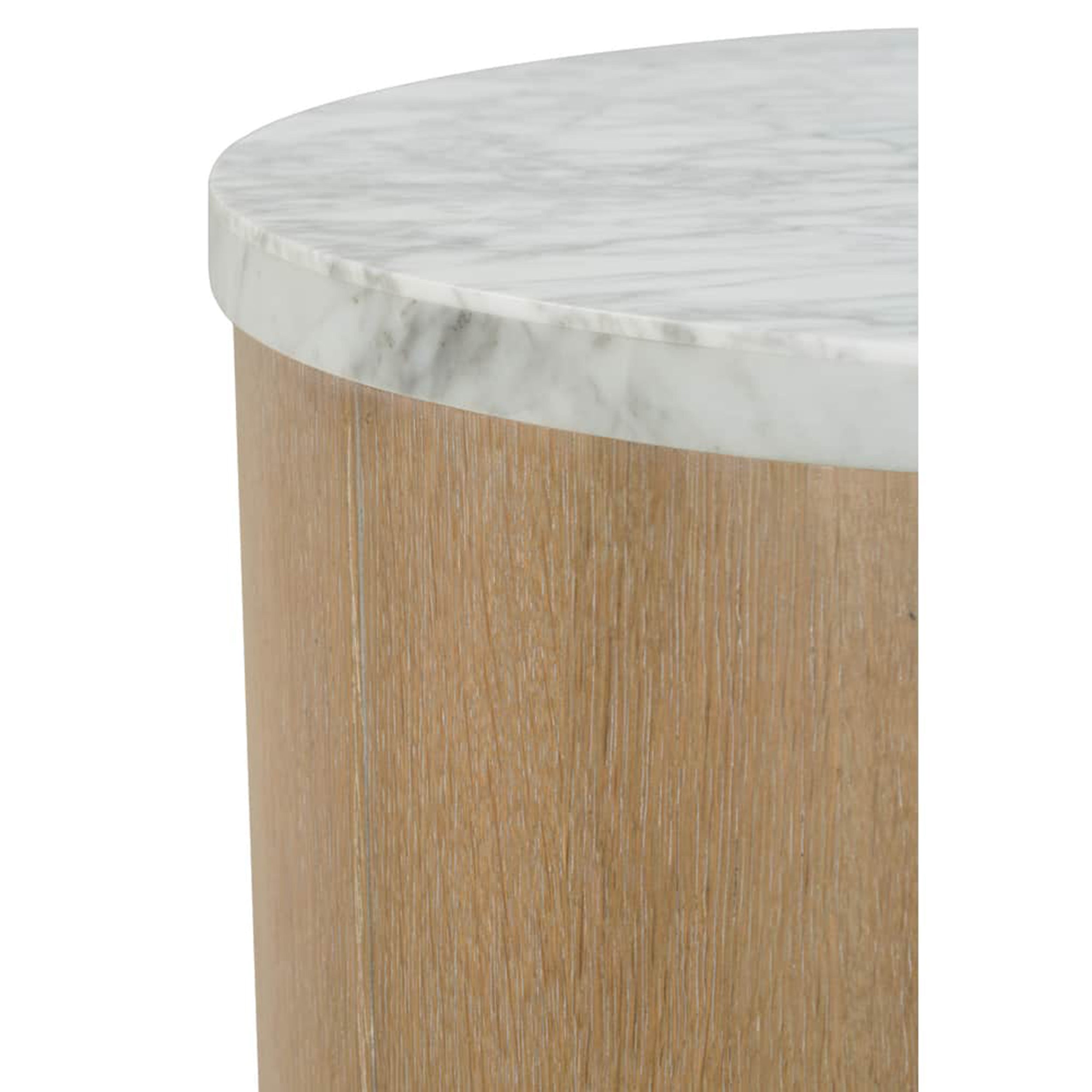 Delray Round End Table, Carrara/Brindle