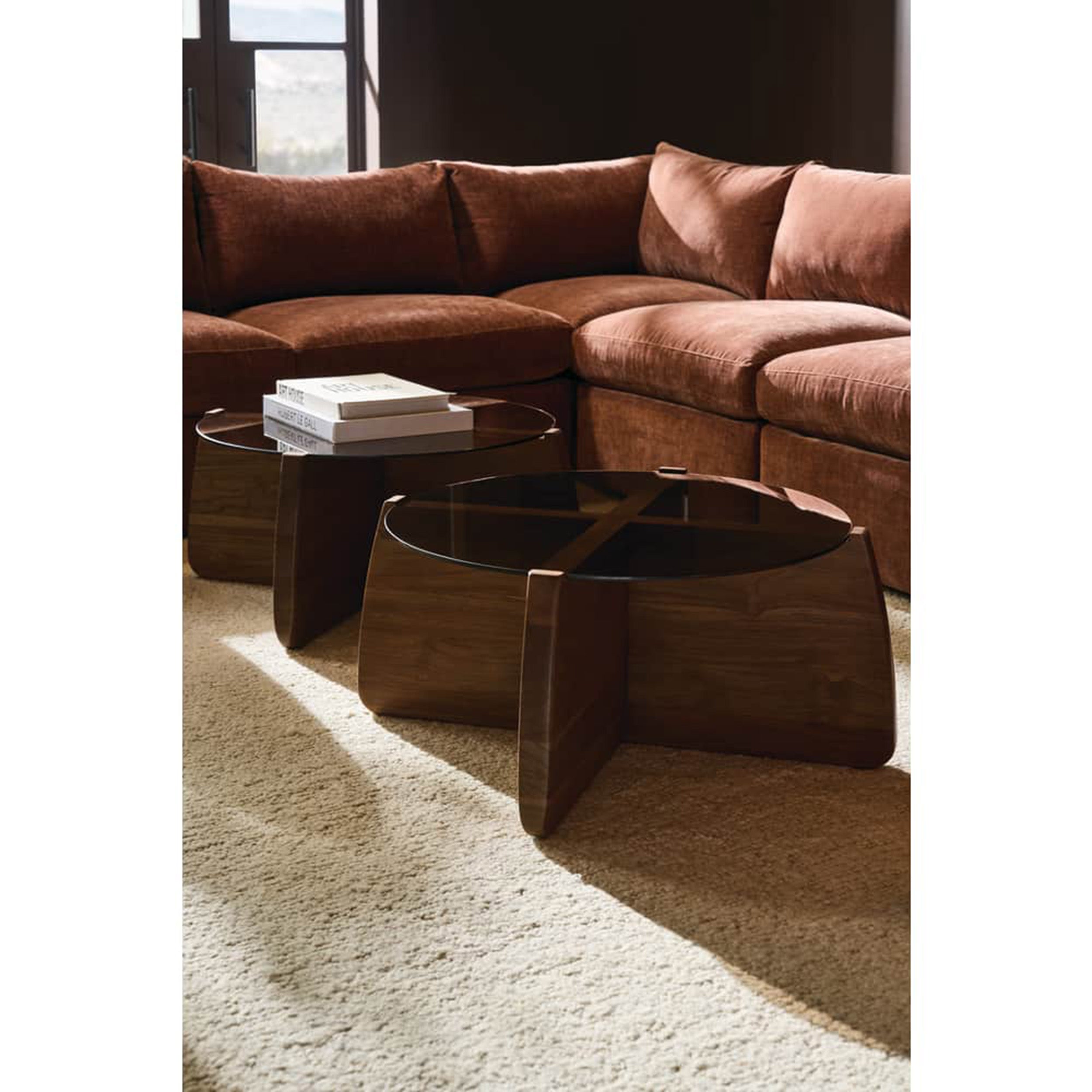 Nova Round Glass Cocktail Table, Caraway