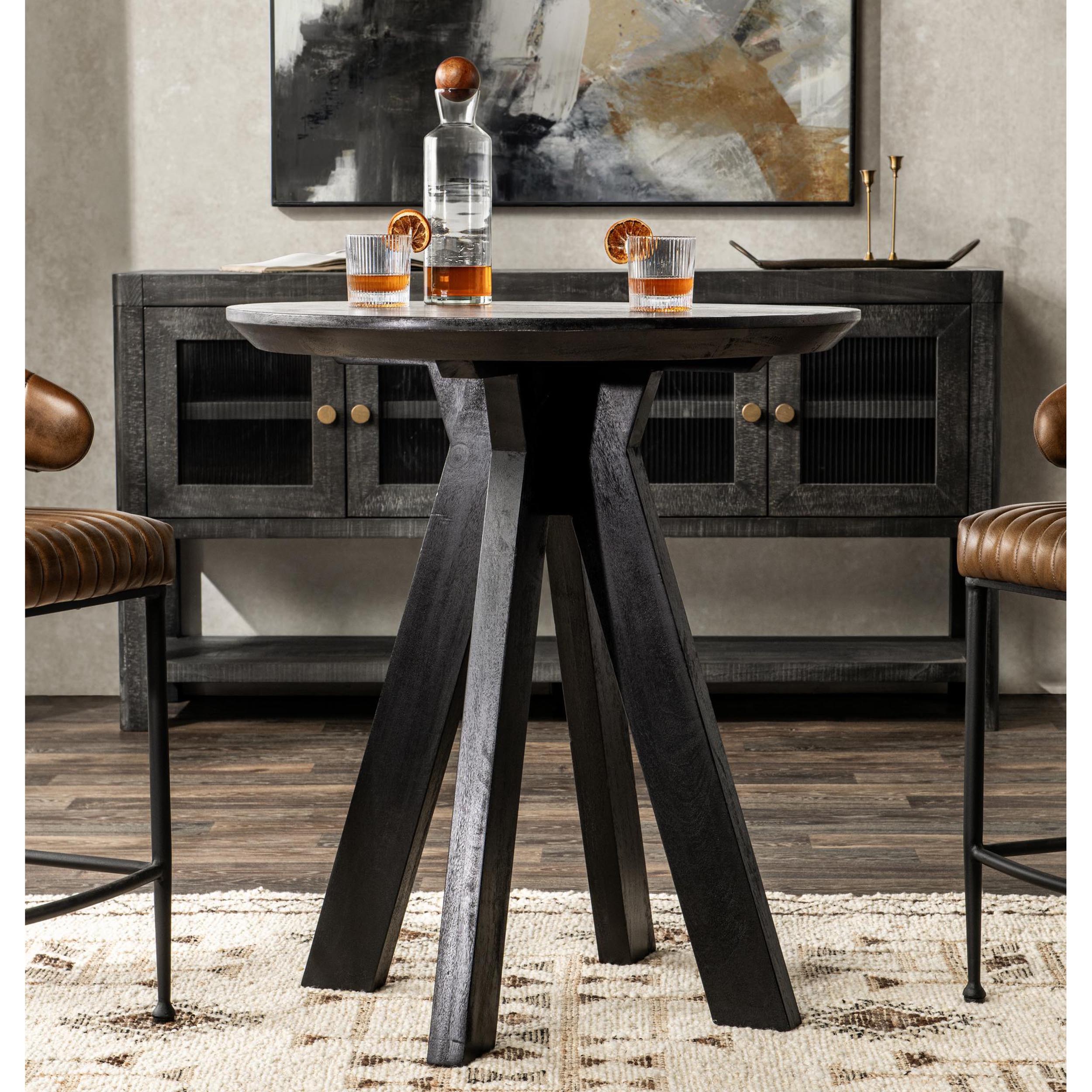 Rodrigo Solid Wood Round Counter Table, Black