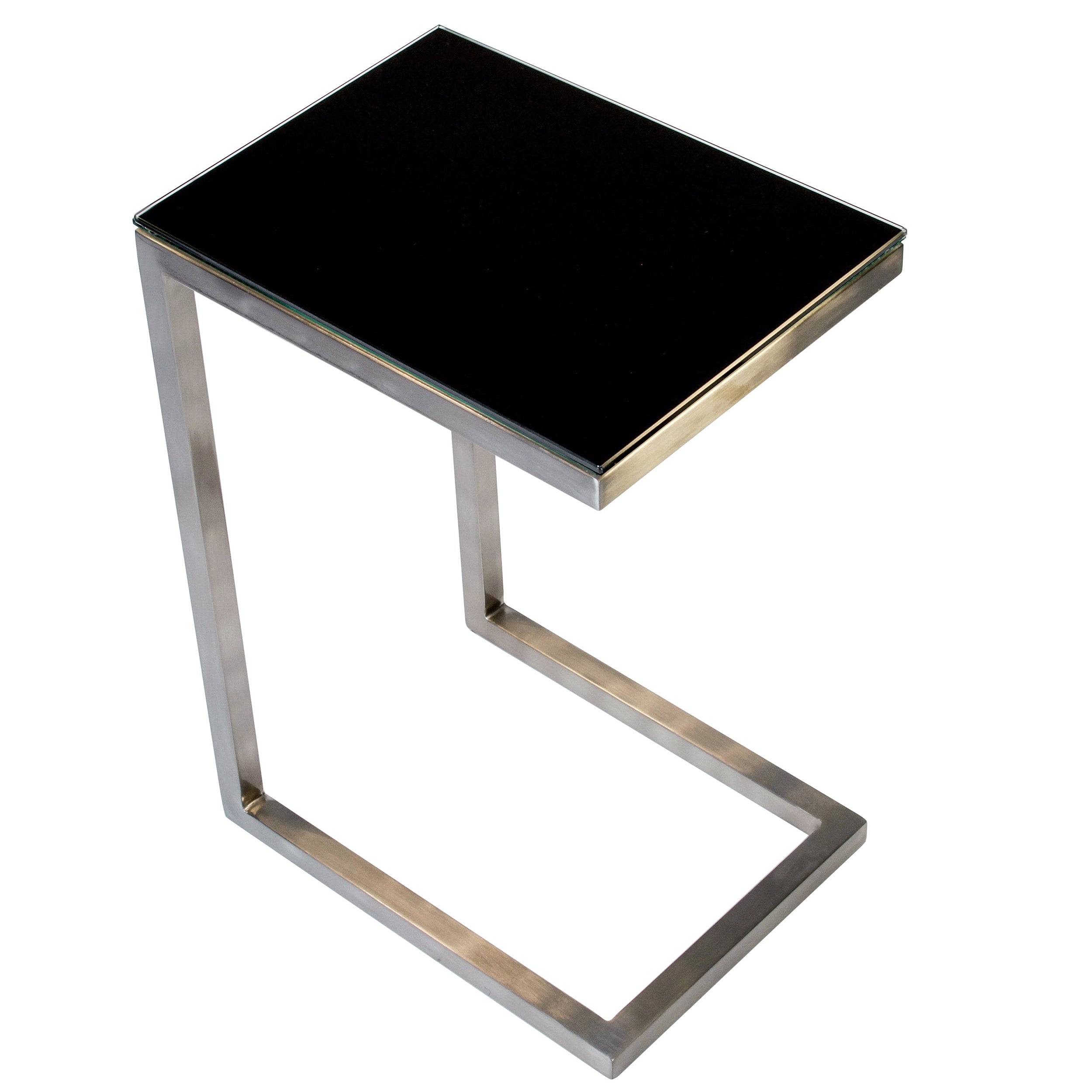 Safari Cee ST007-GLS02 Occasional Table, Black/Satin Nickel