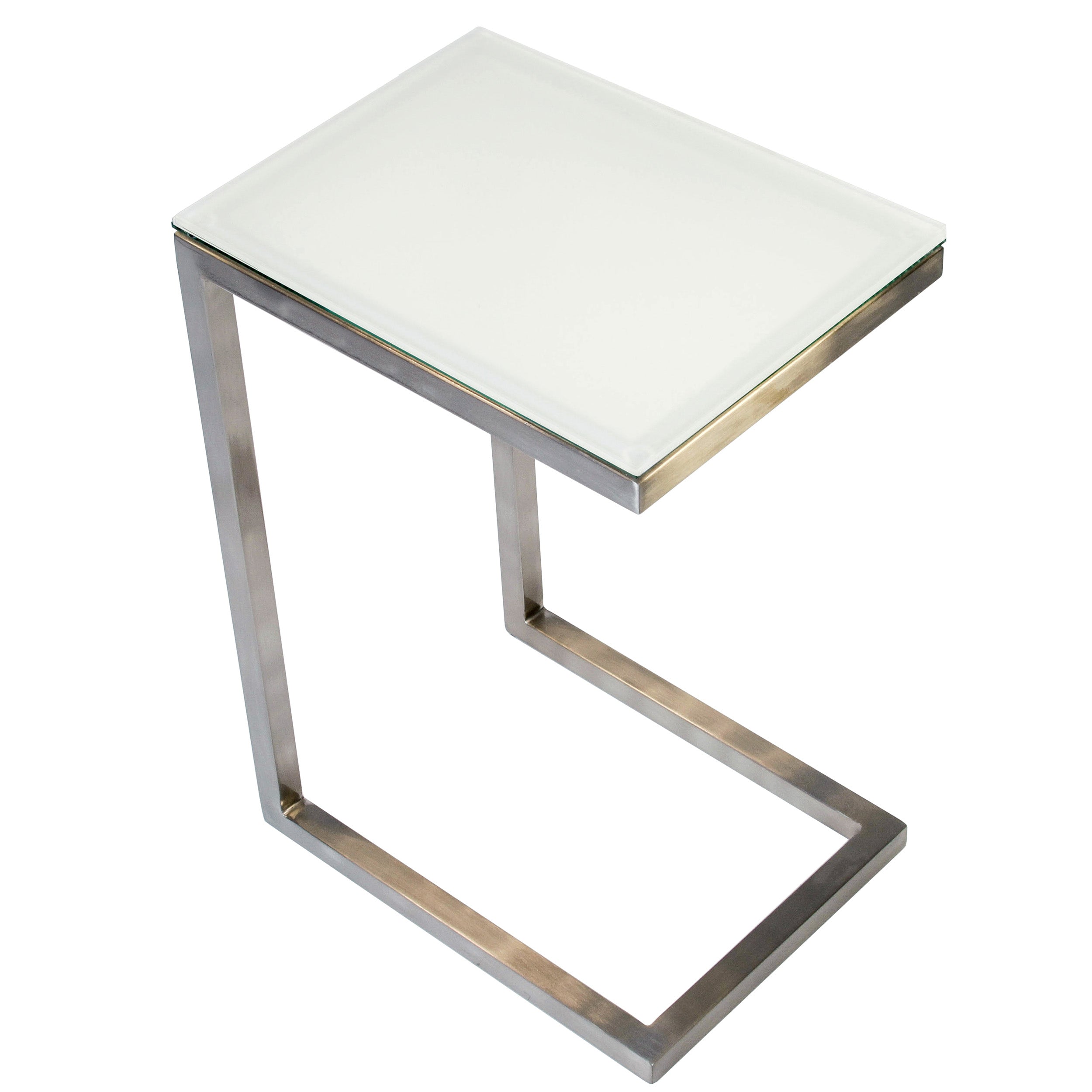 Safari Cee ST007-GPM20 Occasional Table, Pure White Acid/Satin Nickel