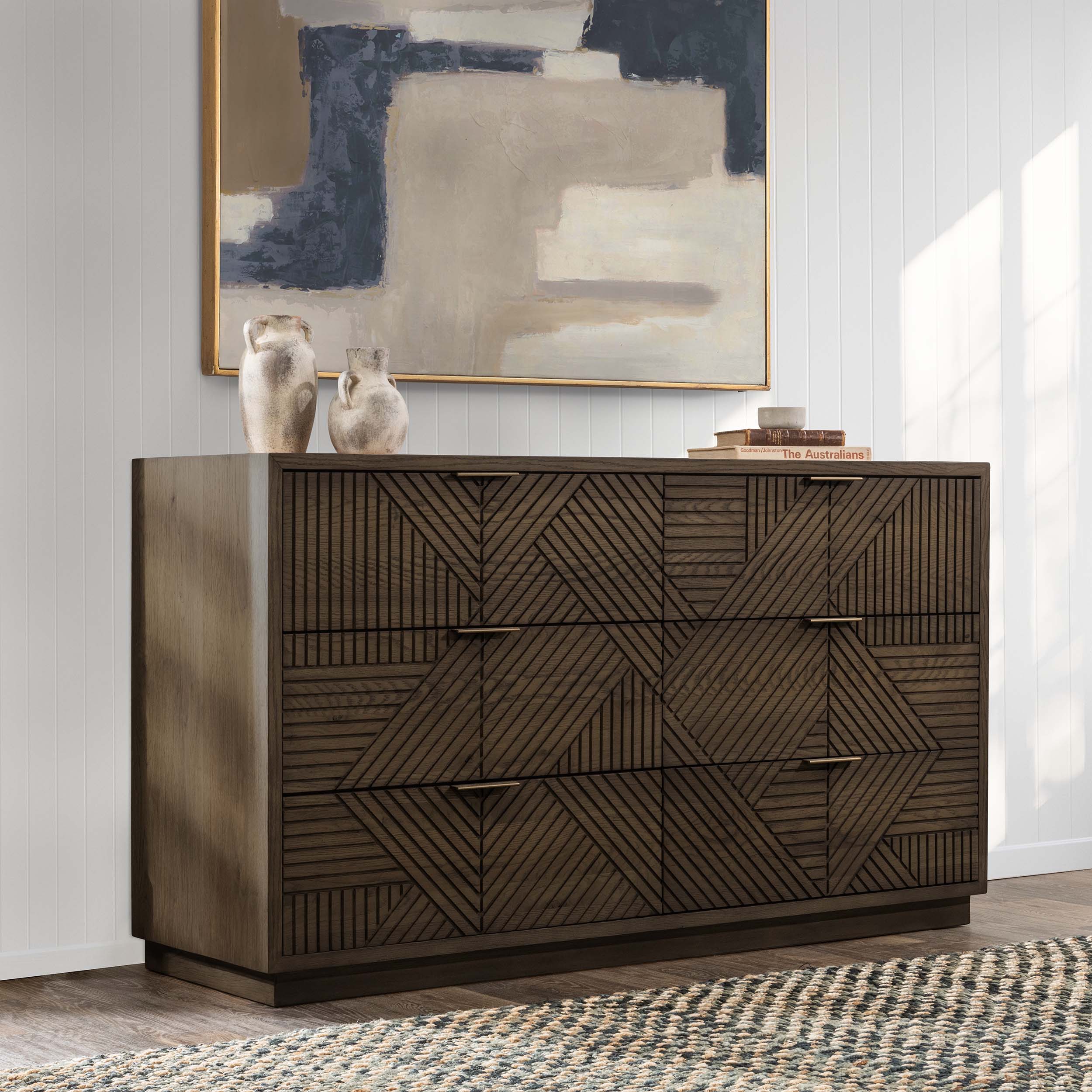 Santa Clara Solid Wood 6Dwr Dresser, Toasted Brown