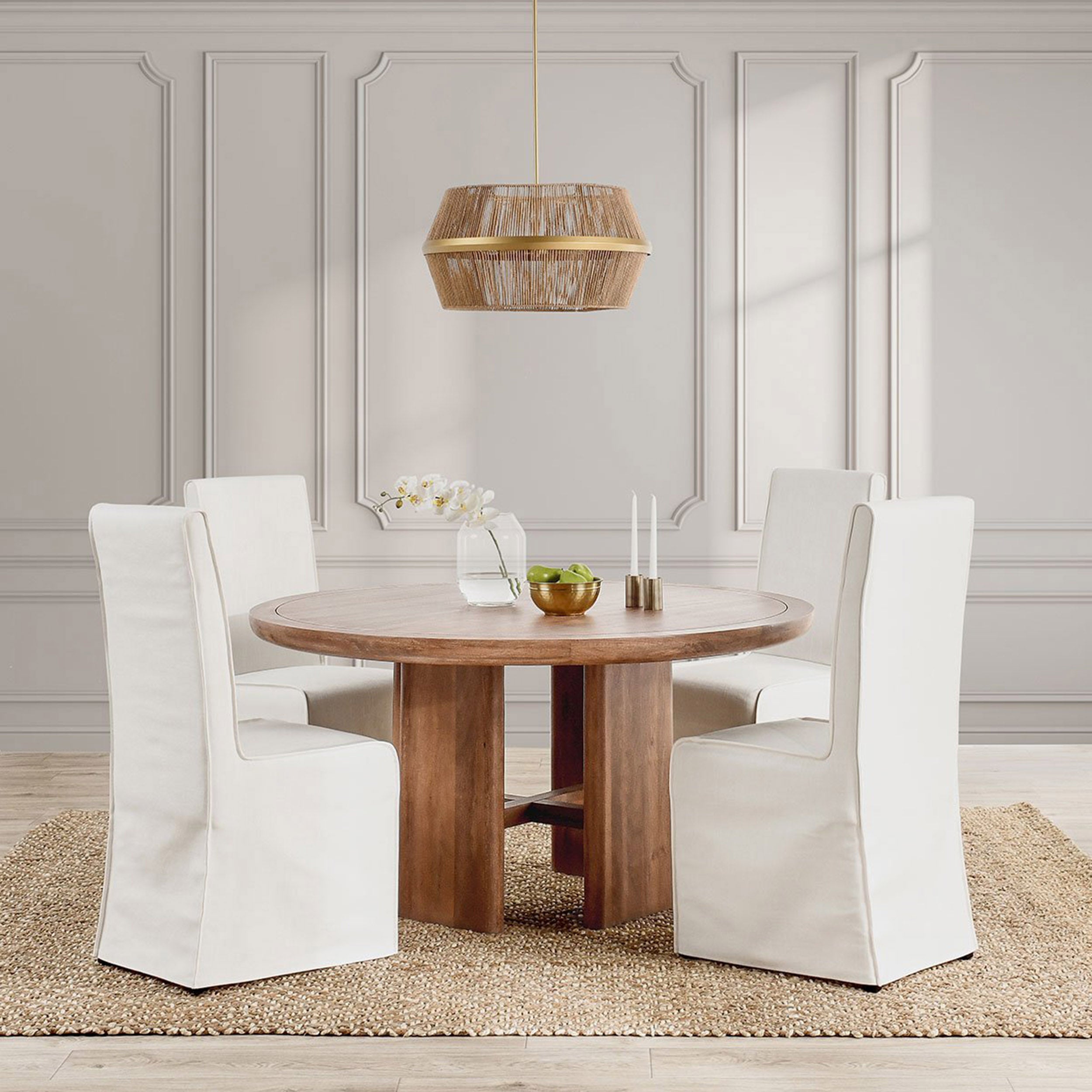 Selena Round Dining Table, Hickory Brown