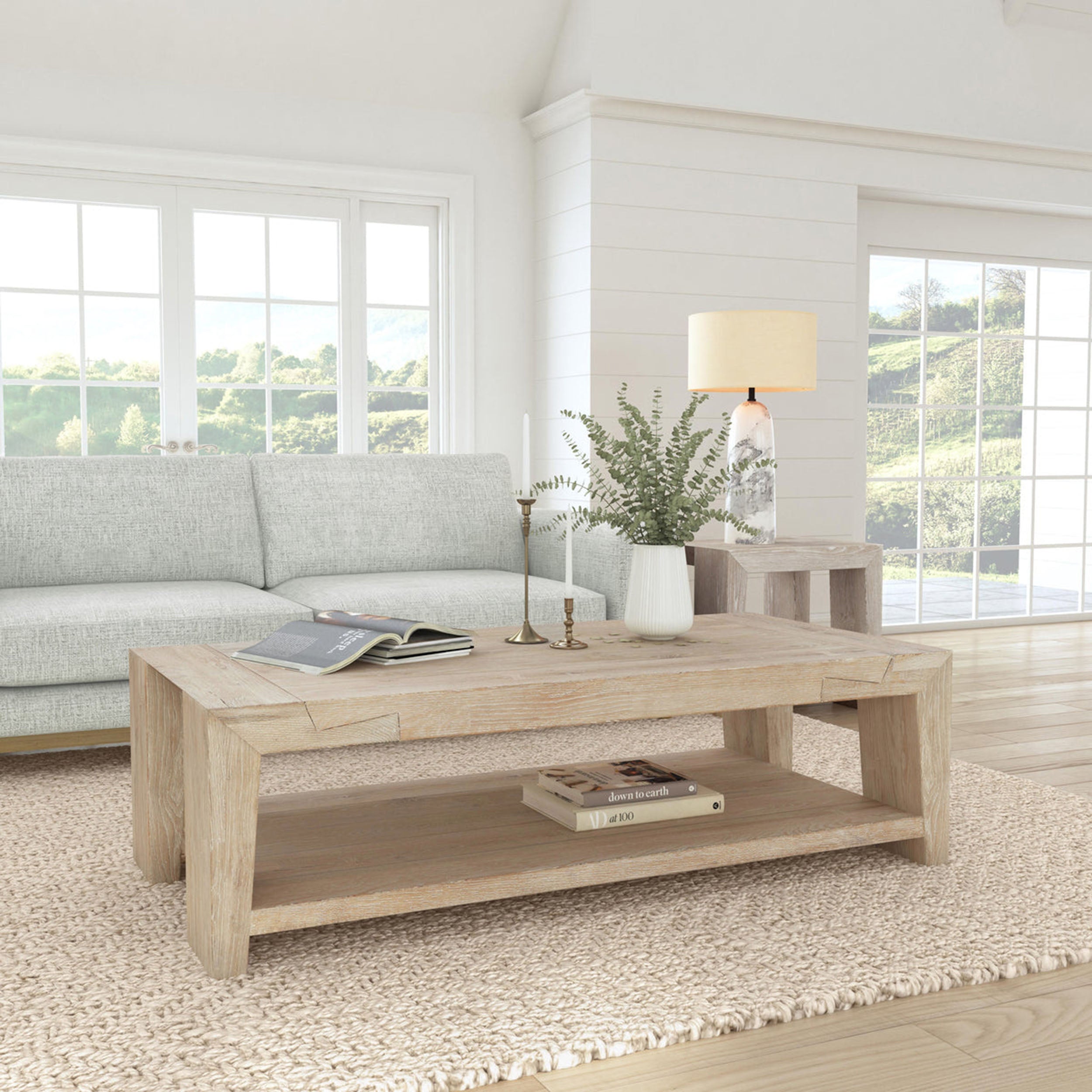 Troy Coffee Table, Aged Cream