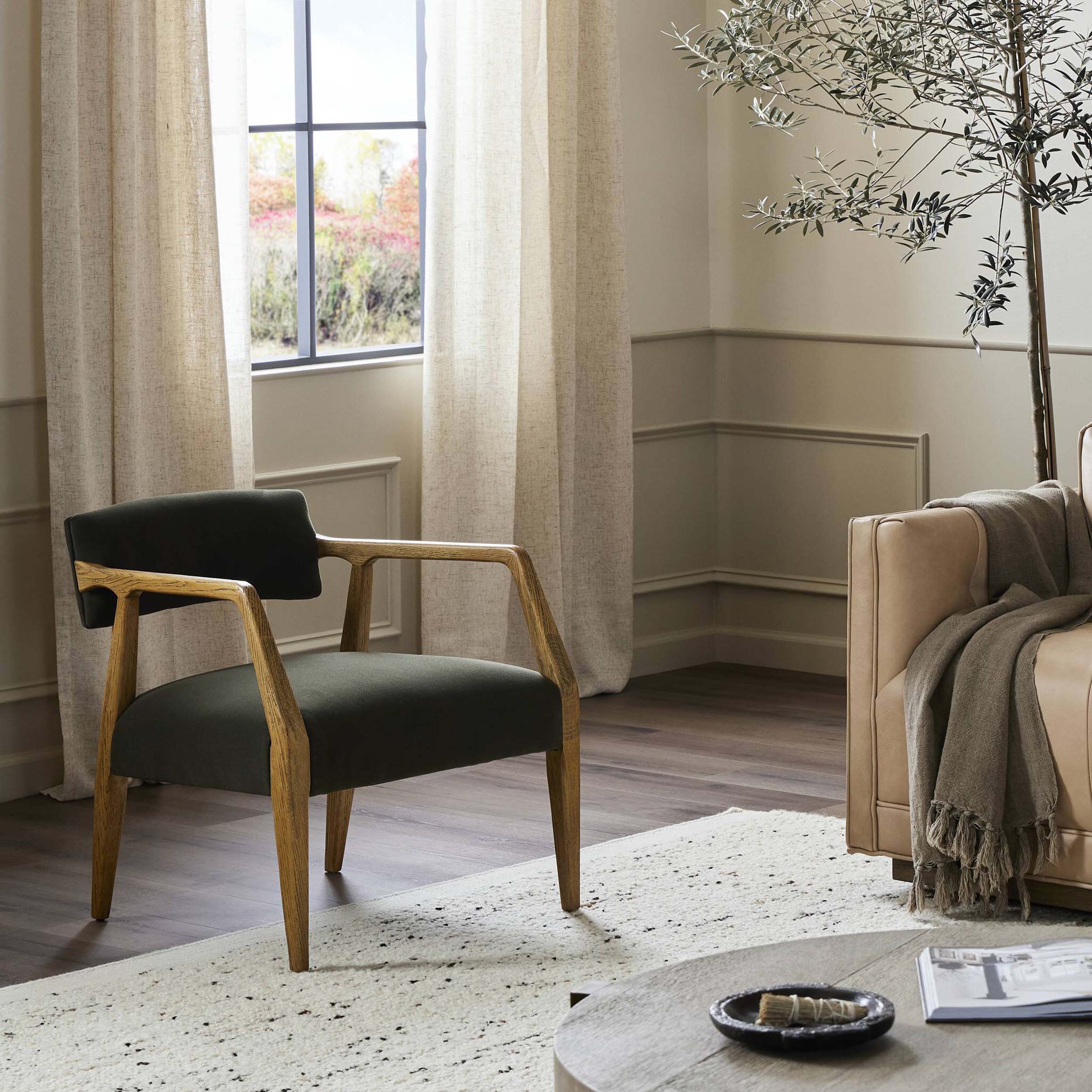 Tyler Armchair, Modern Velvet Loden