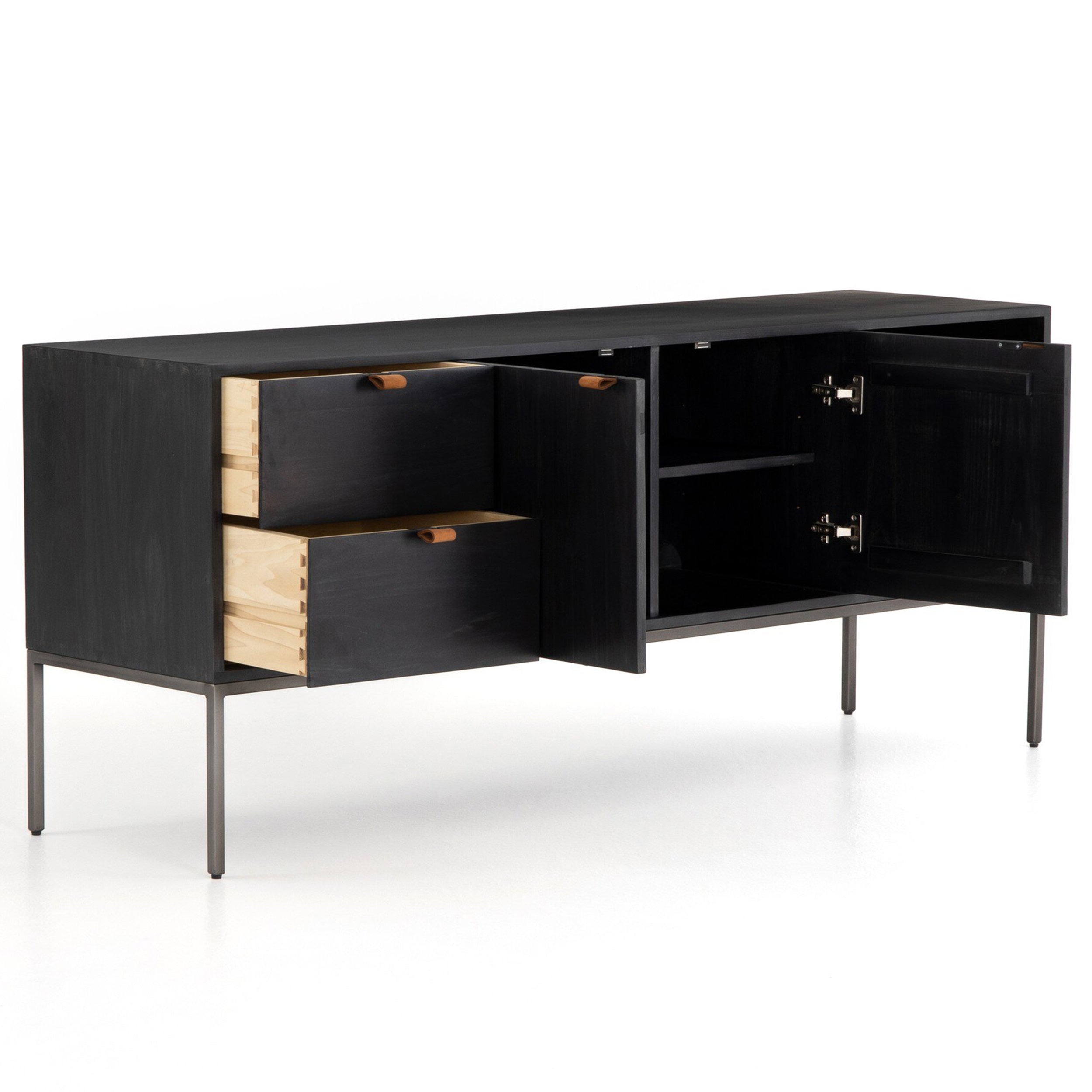 Trey Media Console, Black Wash Poplar