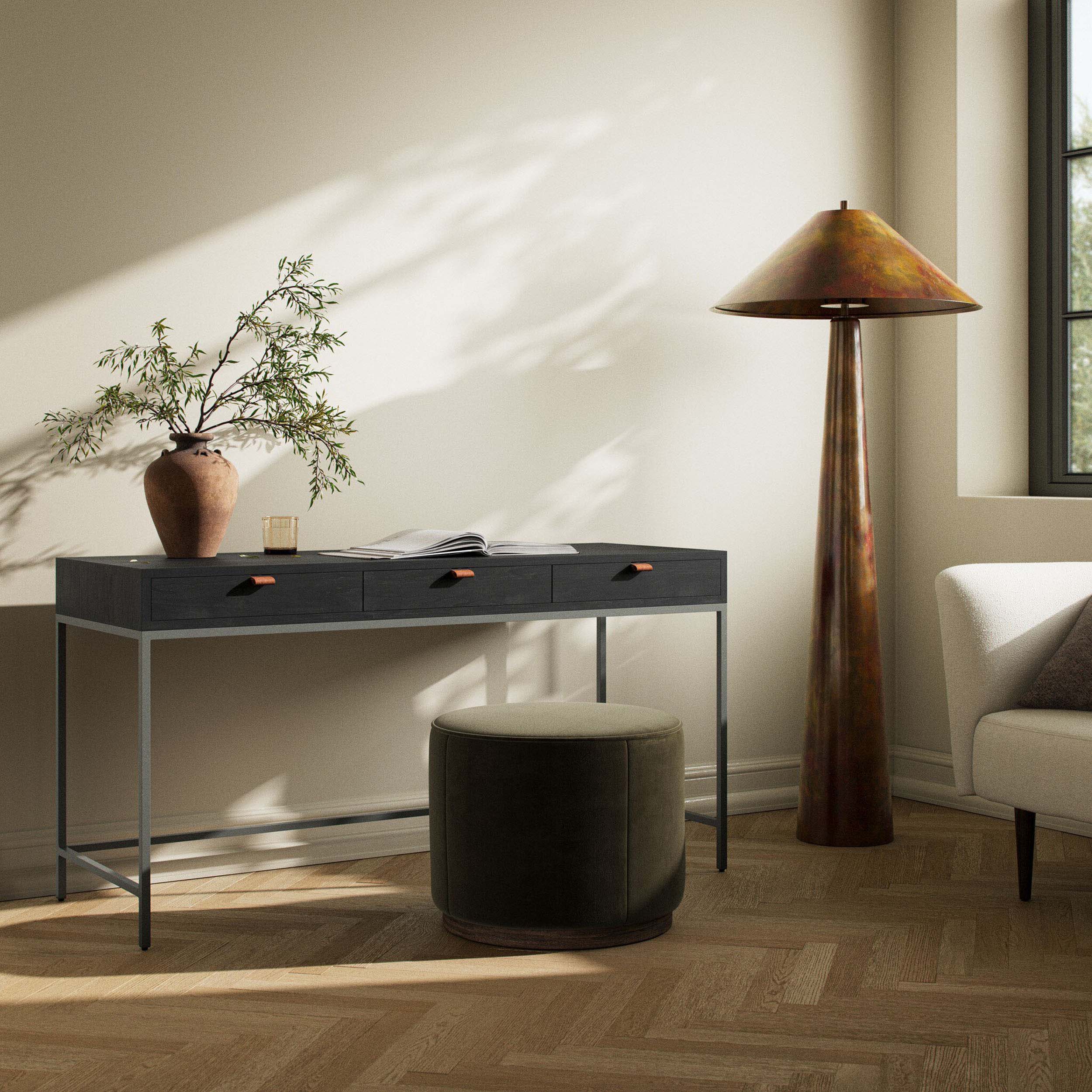Trey Modular Writing Desk, Black Wash Poplar