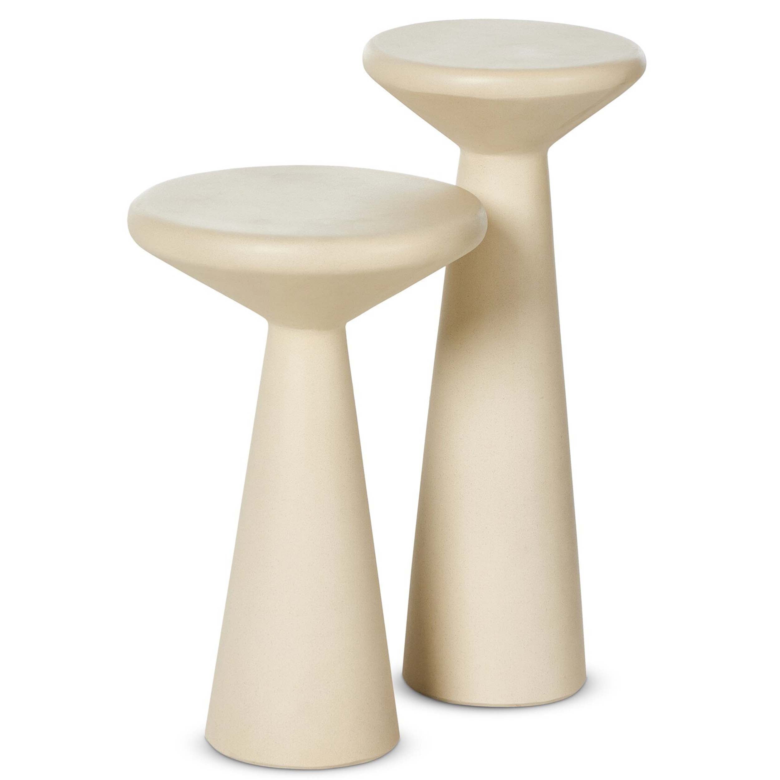 Ravine Concrete Accent Tables Set Of 2, Parchment White