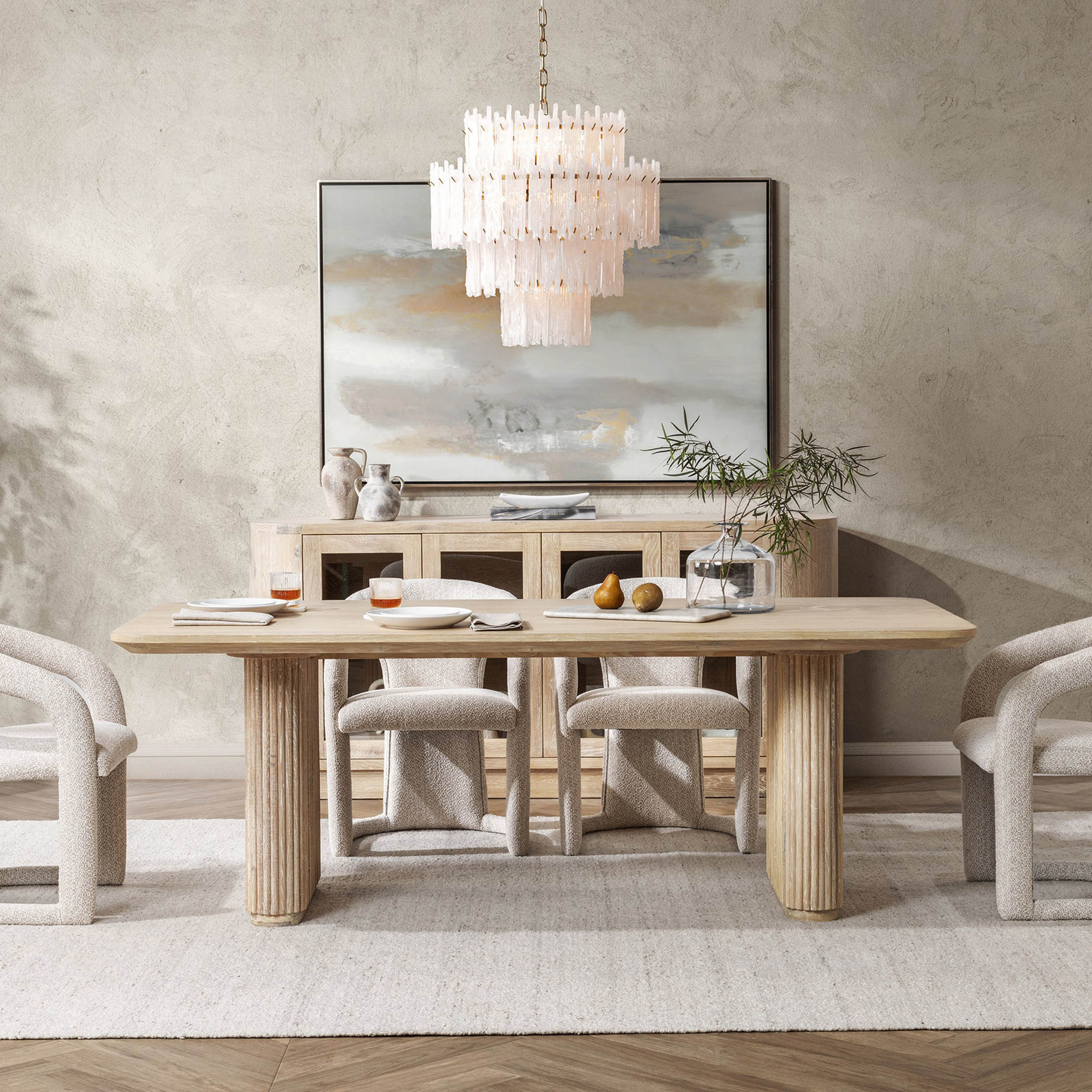 Vander Rectangular Dining Table, Cream Washed