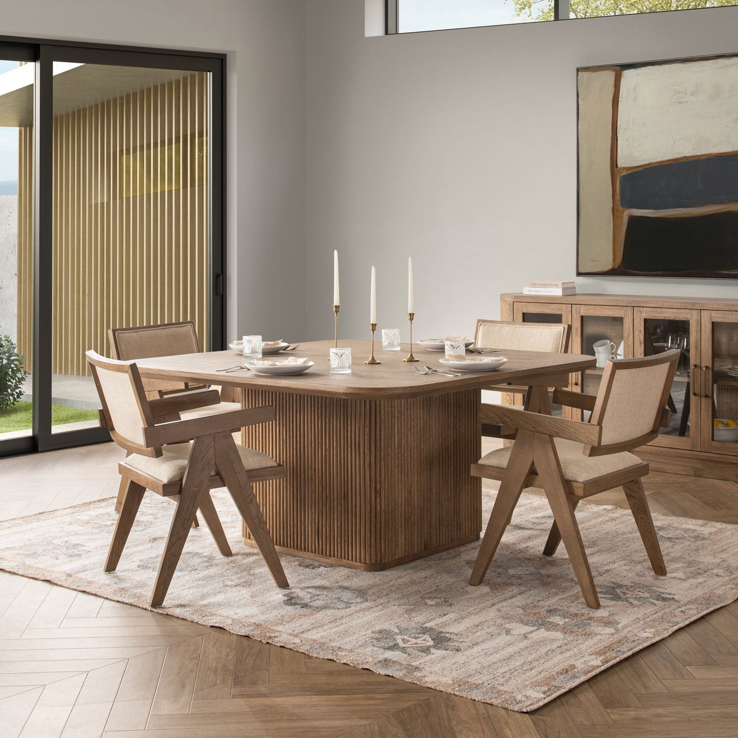 Vander Solid Wood Dining Table, Tawny Brown