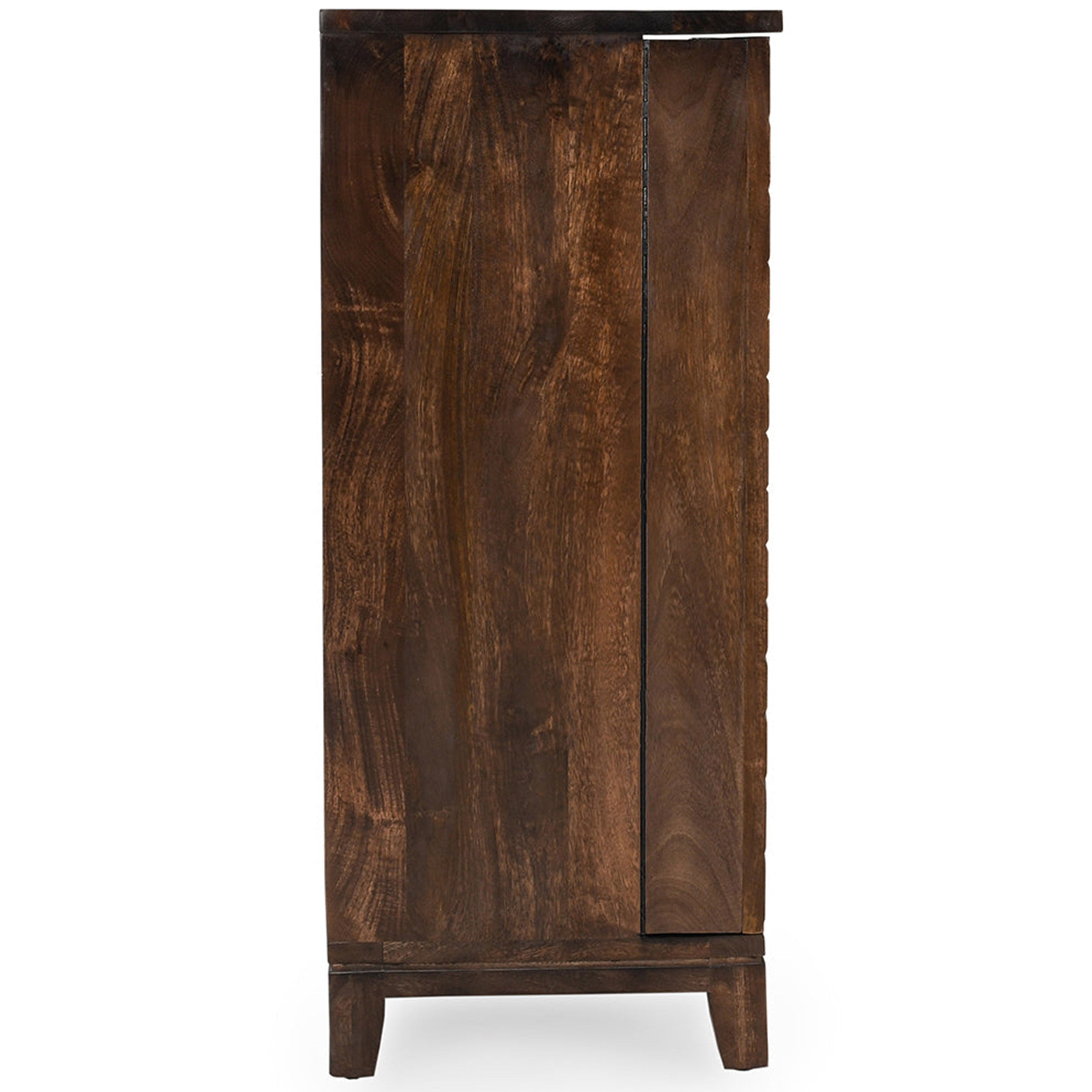 Vivian Solid Wood Bar Cabinet, Bark Brown
