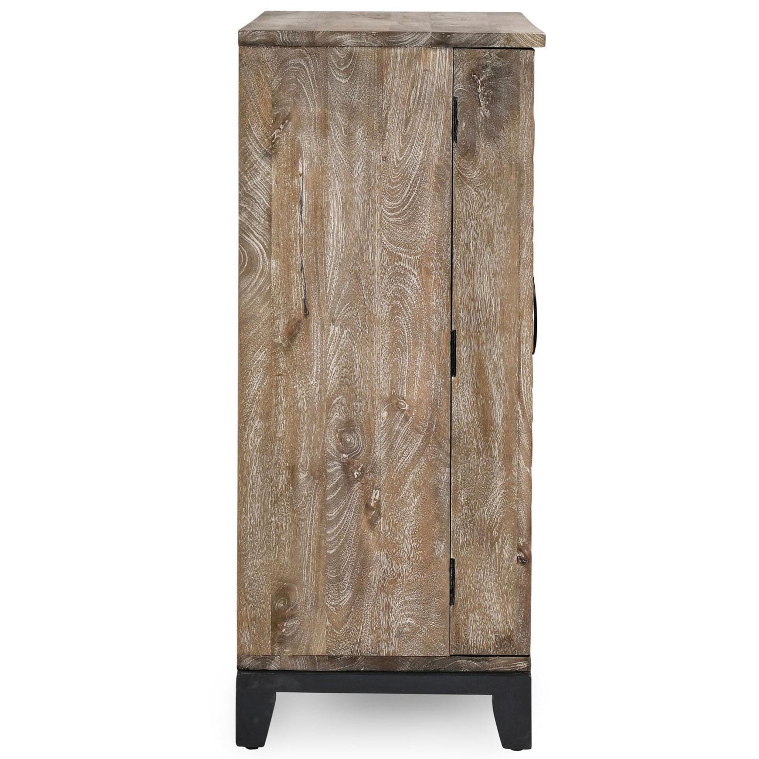 Vivian Solid Wood Bar Cabinet, Distressed Taupe