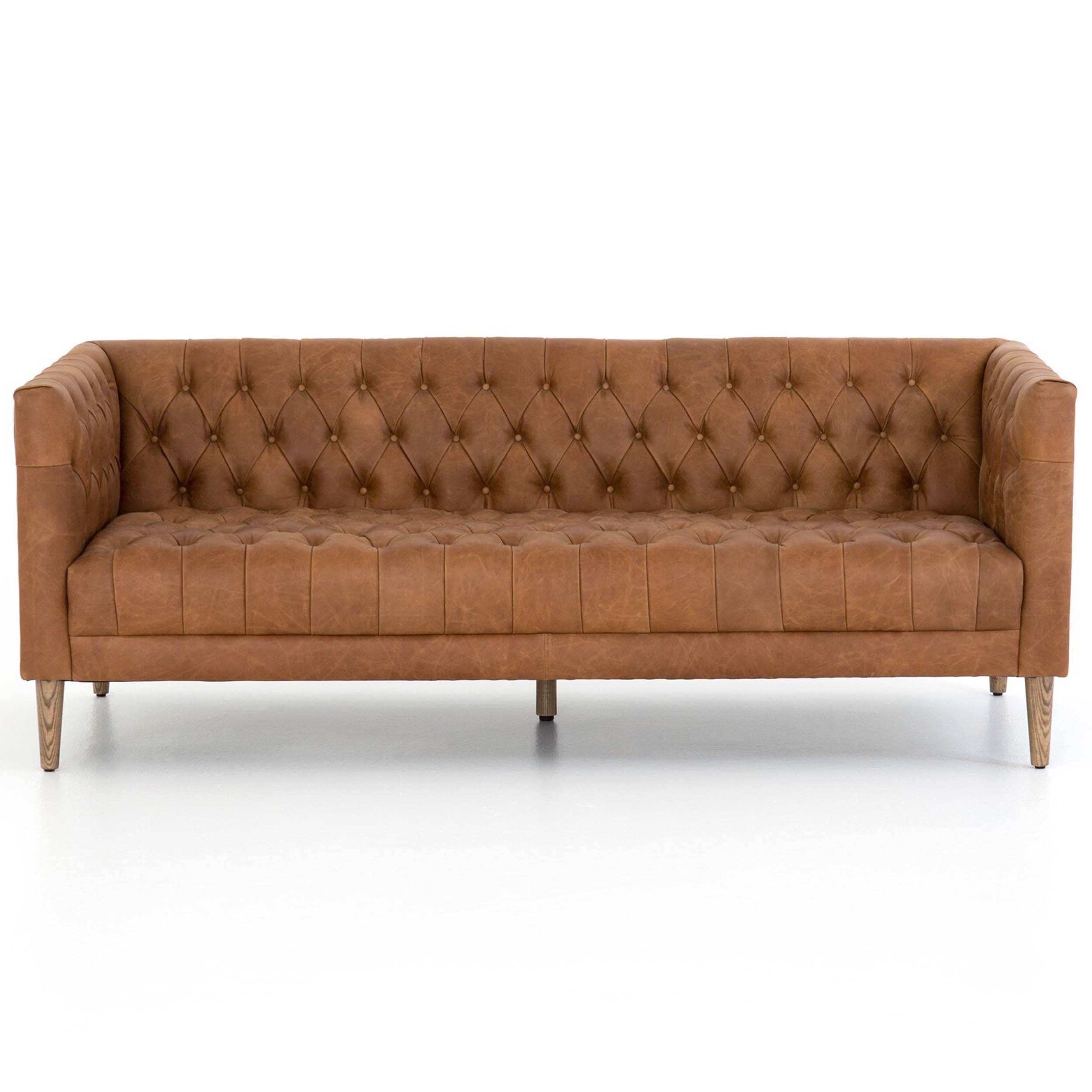 Williams Leather Sofa, Natural Washed Camel